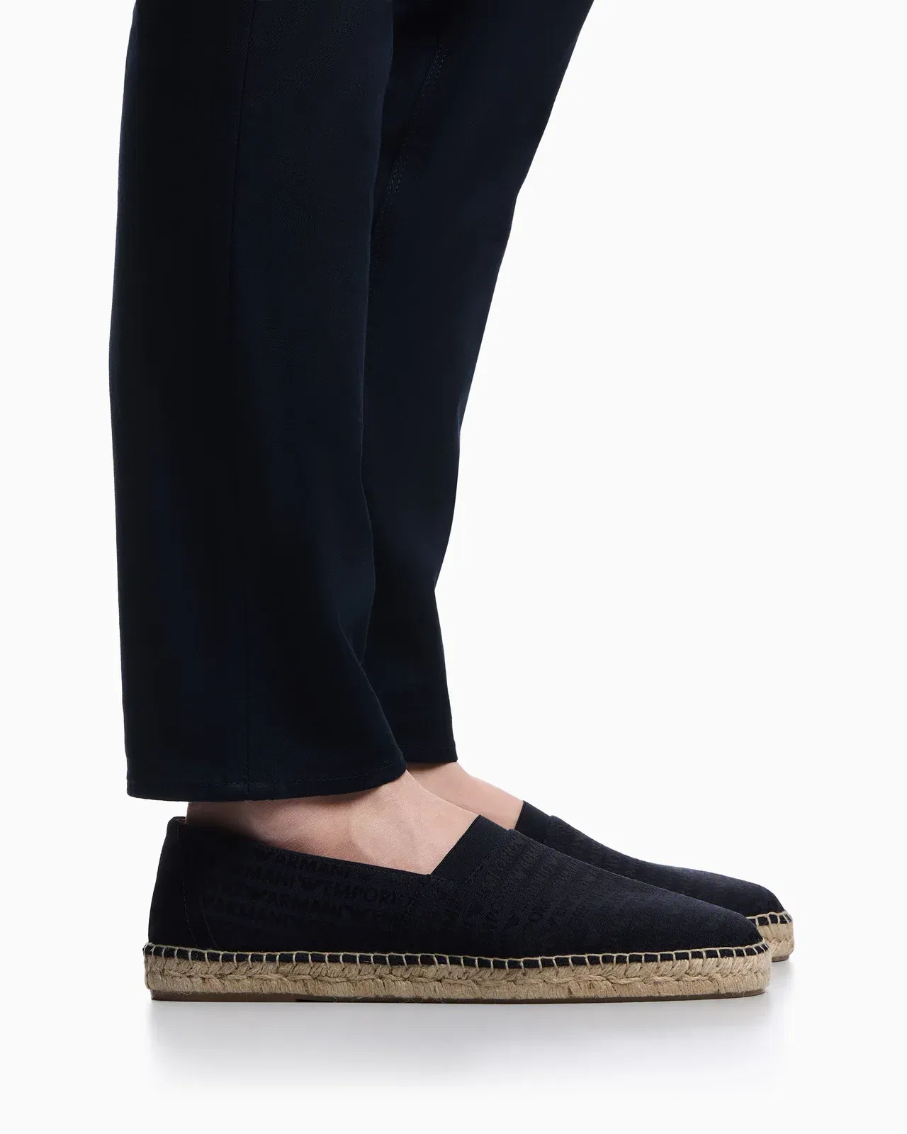 Emporio Armani Jacquard Espadrilles With All-Over Logo Lettering Blue
