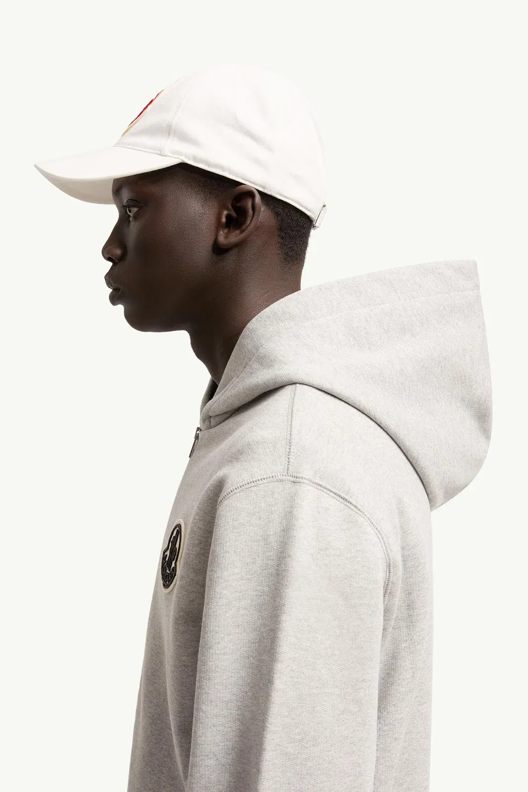 Moncler Sketched Logo Zip-Up Cotton Hoodie Grey Grey