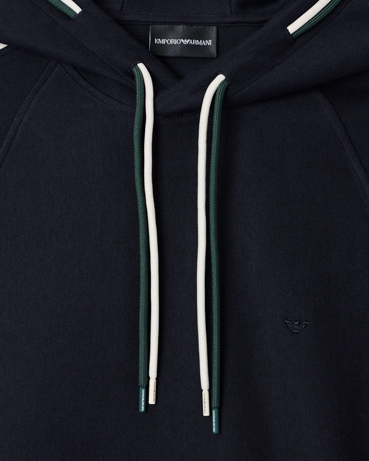 Emporio Armani Hooded sweatshirt in a Lyocell blend double jersey with stripes