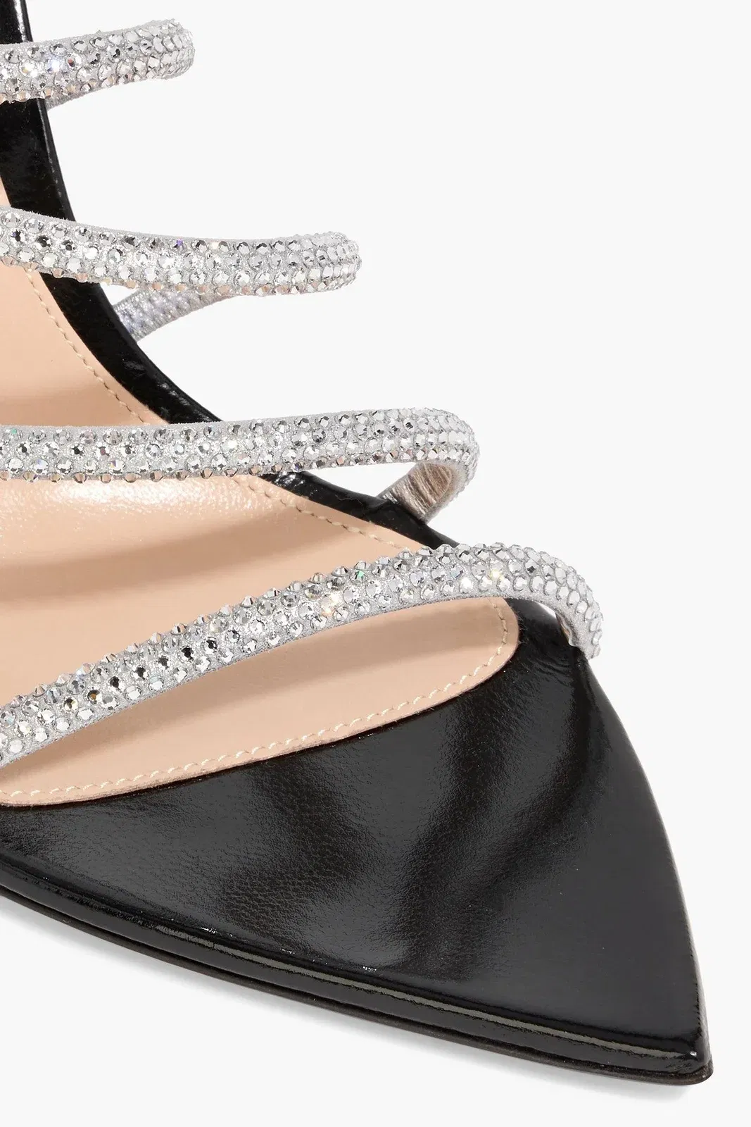 Gianvito Rossi Crystal Ettie 105 Embellished Leather Slingback Sandals Black Women's