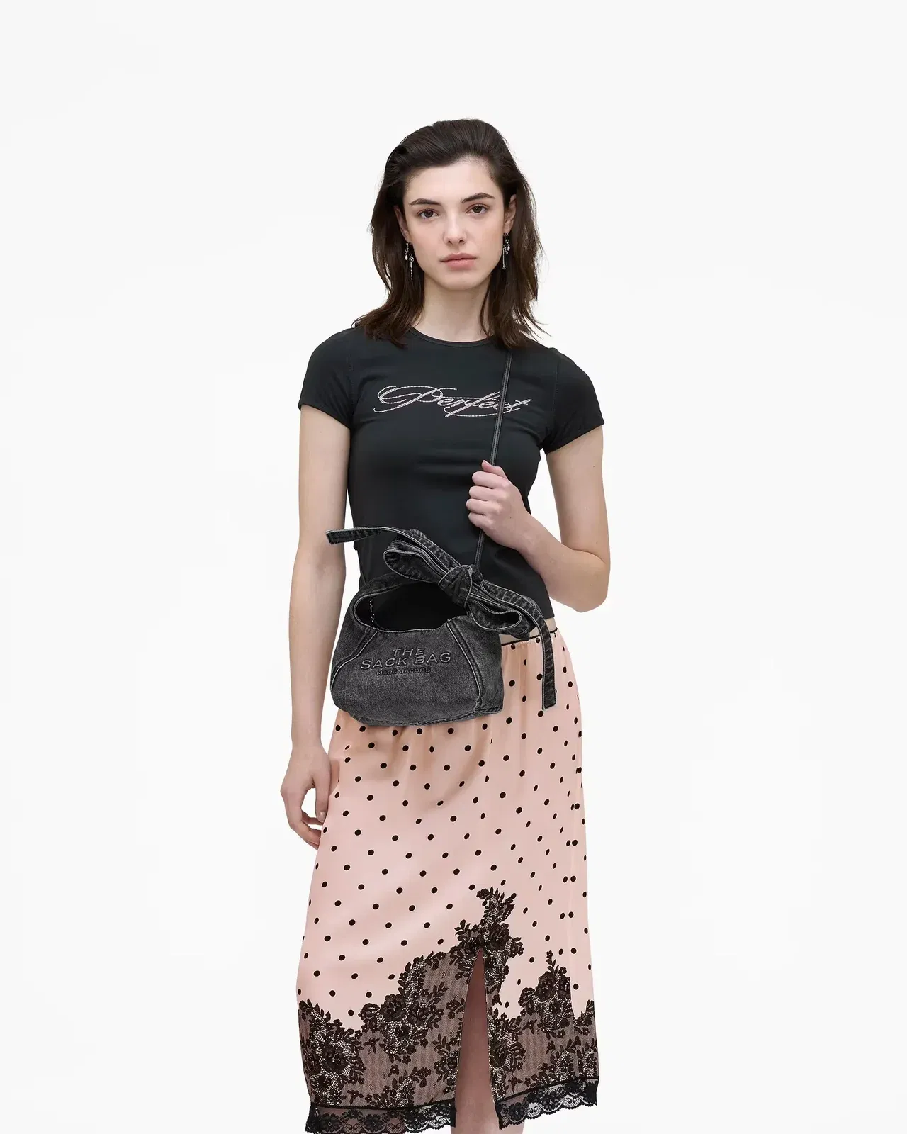 Marc Jacobs The Bow Denim Mini Sack Bag Black Wash