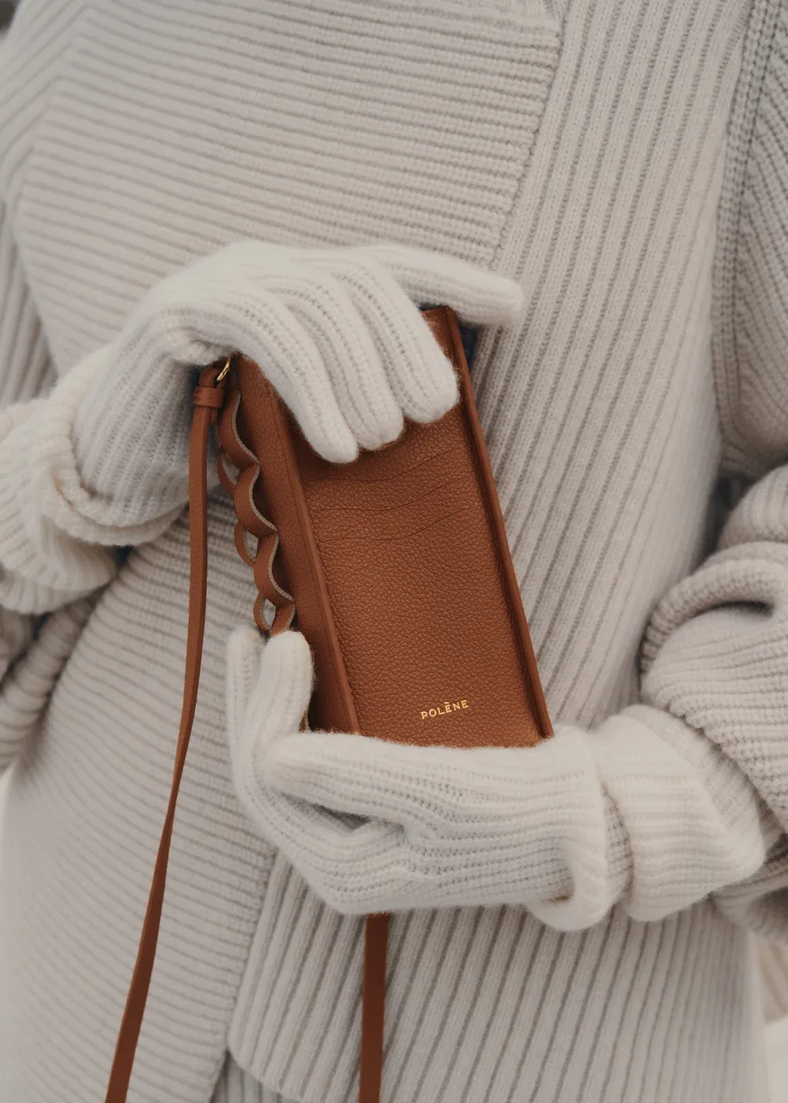 Polene Onda Phone Case Cognac