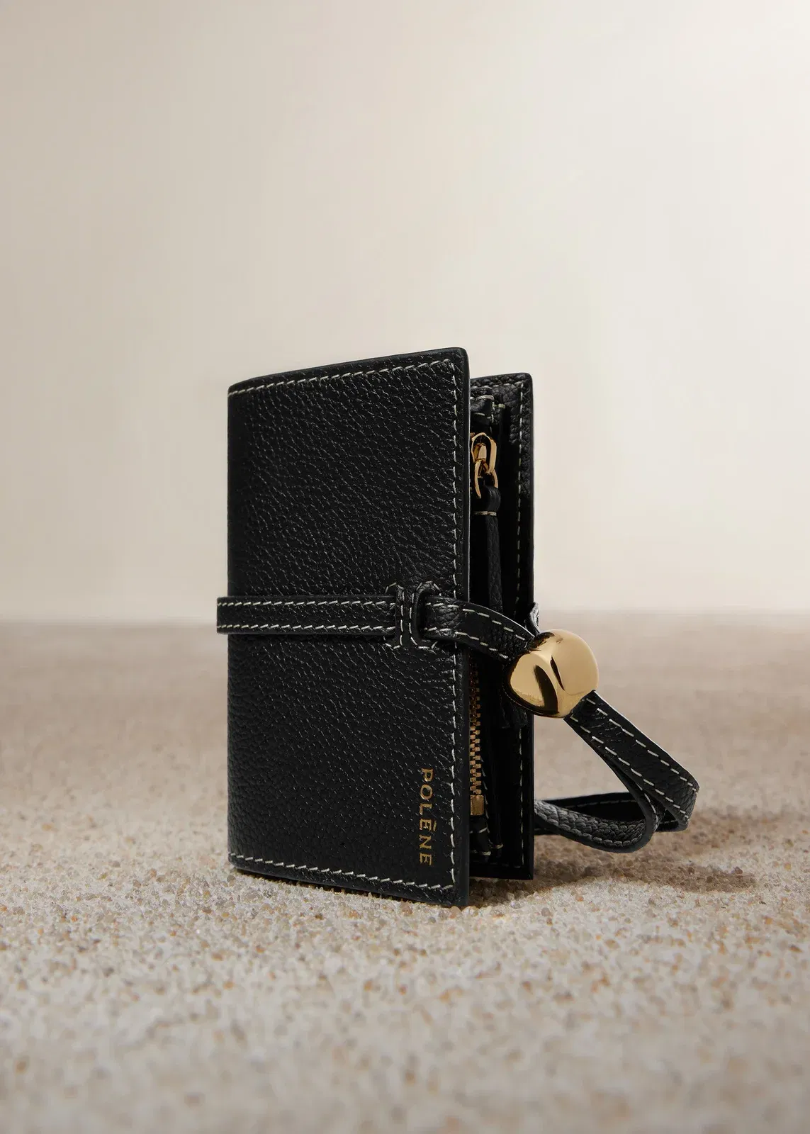 Polene Kaye Card Holder Textured Black