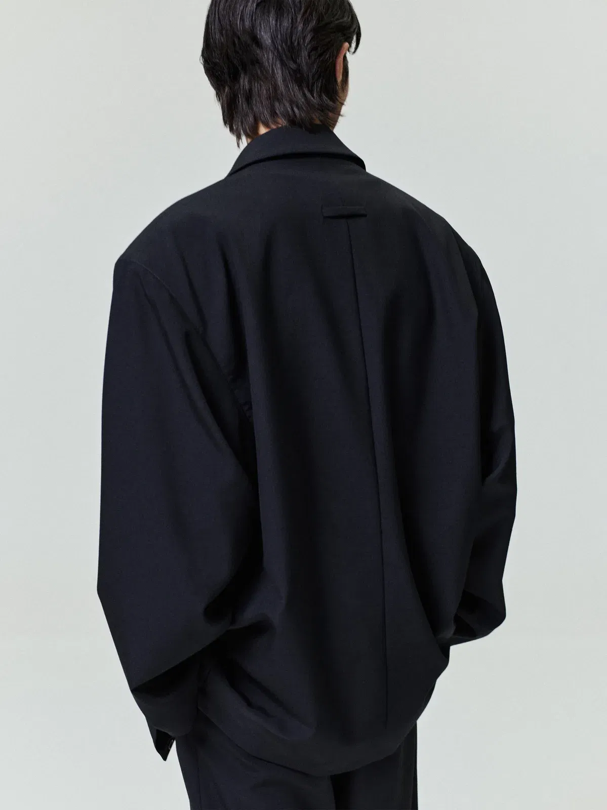 Essentials Wool Ripstop Relaxed Long Jacket Black