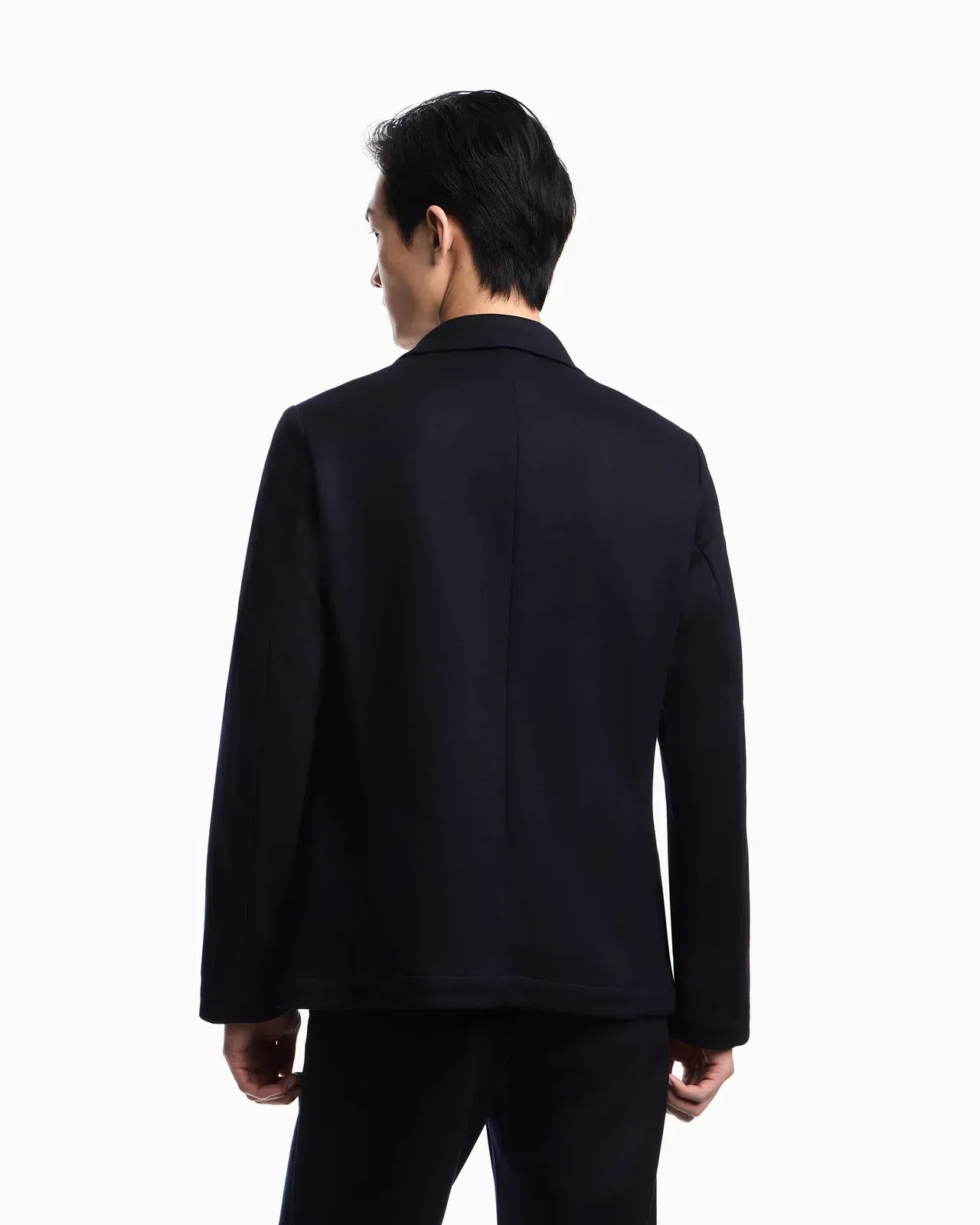 Emporio Armani Icon guru-collar wool-blend jacket with off-centre fastening