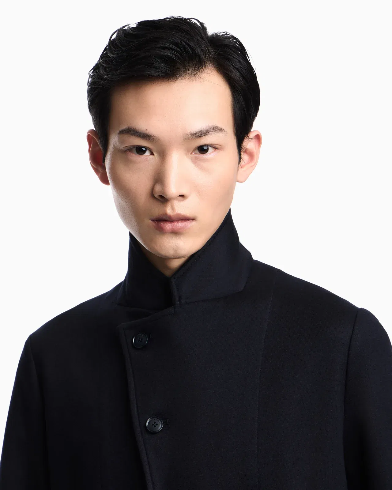 Emporio Armani Icon guru-collar wool-blend jacket with off-centre fastening