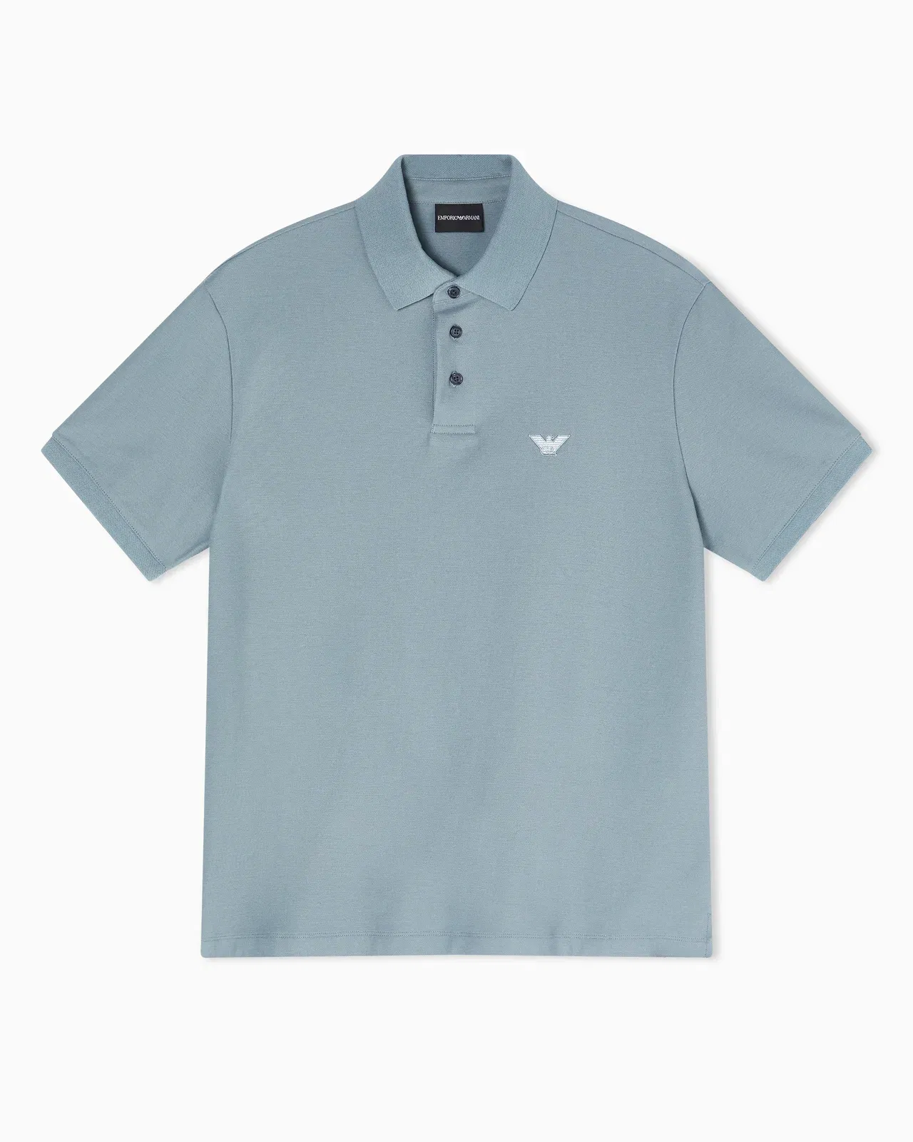 Emporio Armani Piqué polo shirt with embroidered eagle