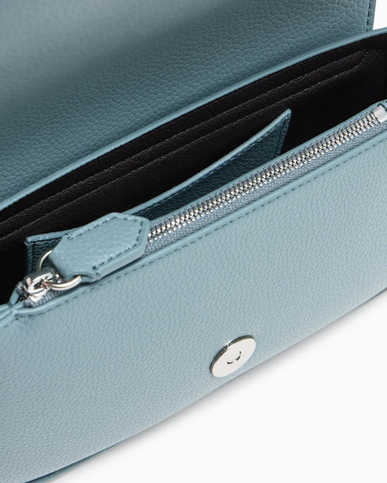 Emporio Armani Wallet on chain with pebbled texture and adjustable strap
