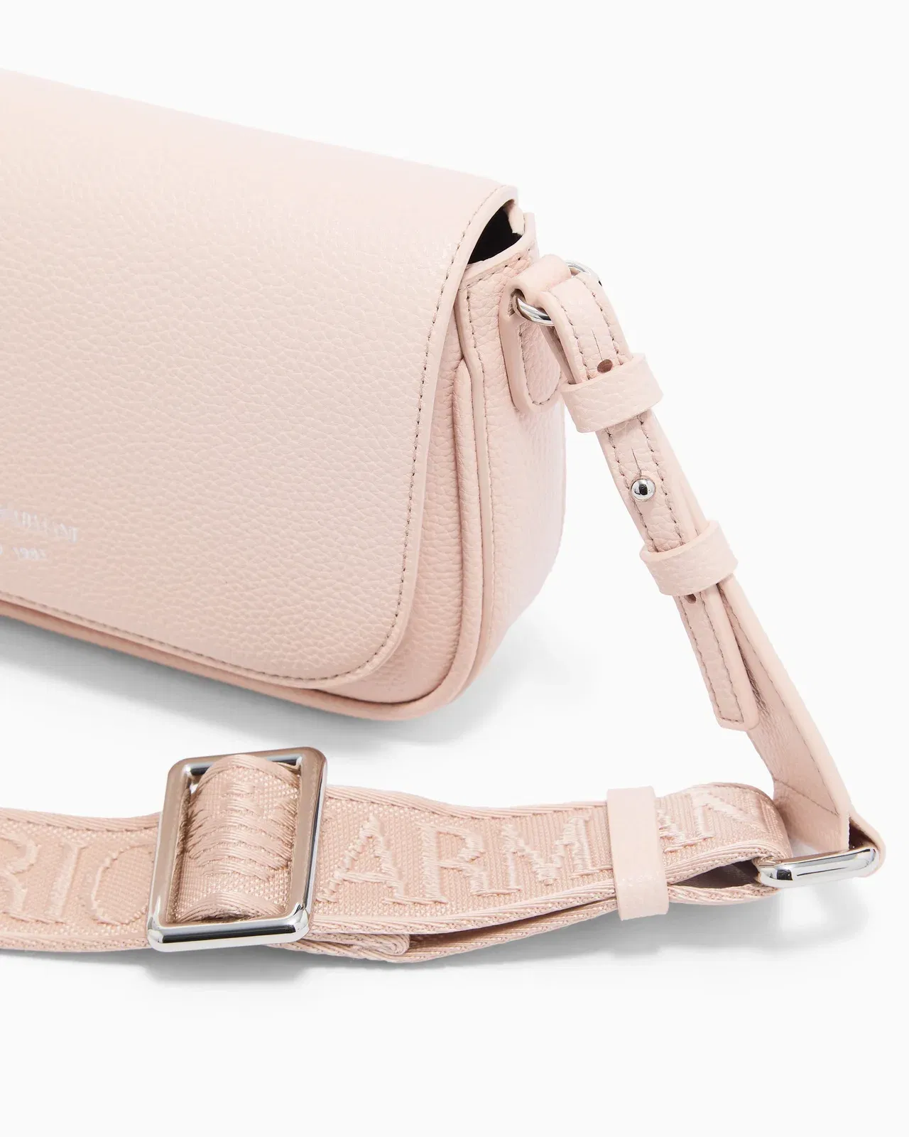 Emporio Armani Wallet on chain with pebbled texture and adjustable strap