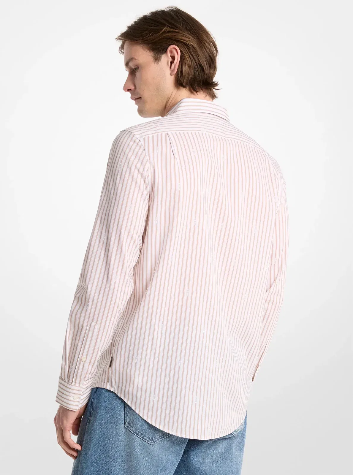 Michael Kors Striped Cotton Blend Shirt LIGHT SAND