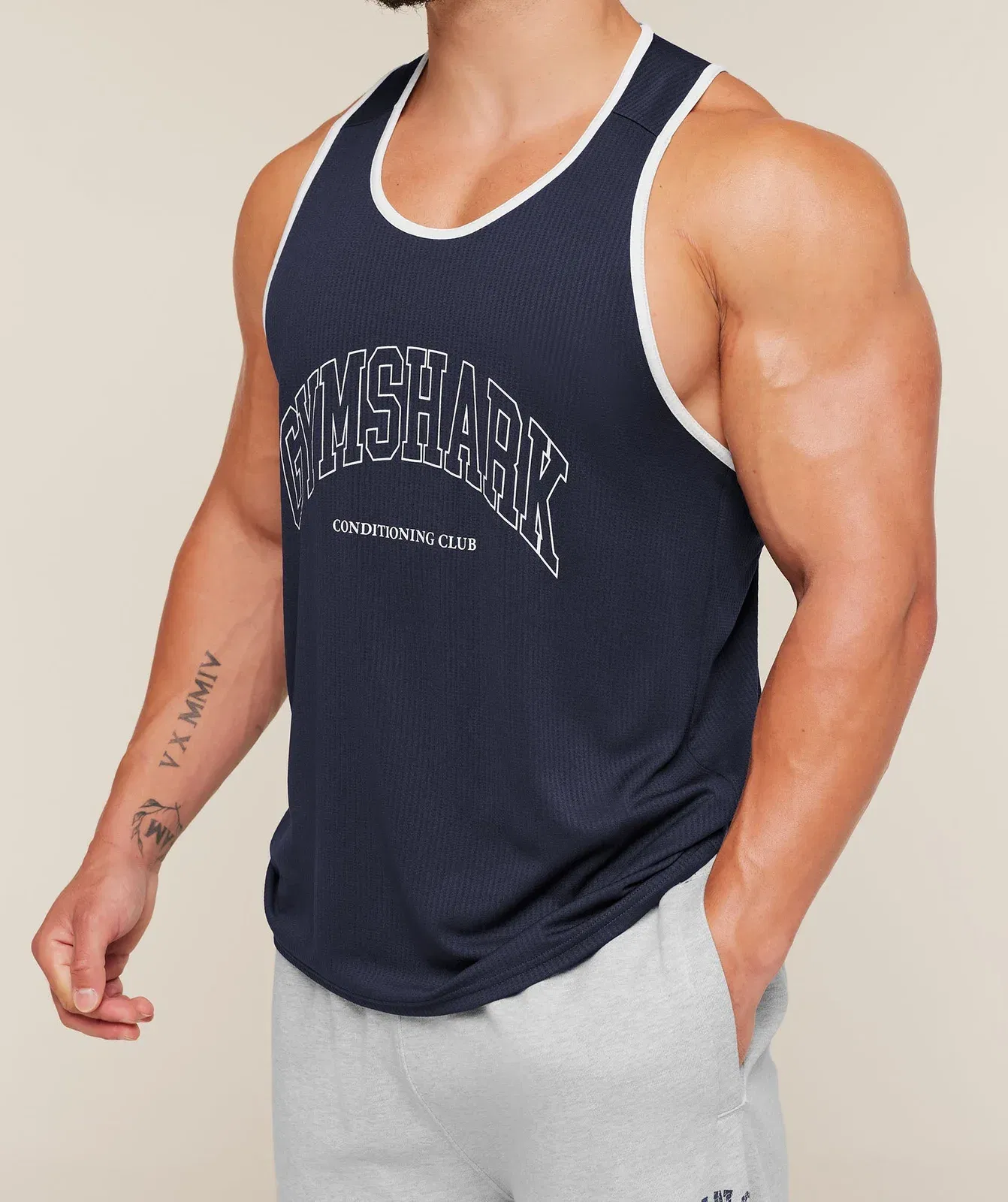 Gymshark Collegiate Tech Tank Heavy Blue