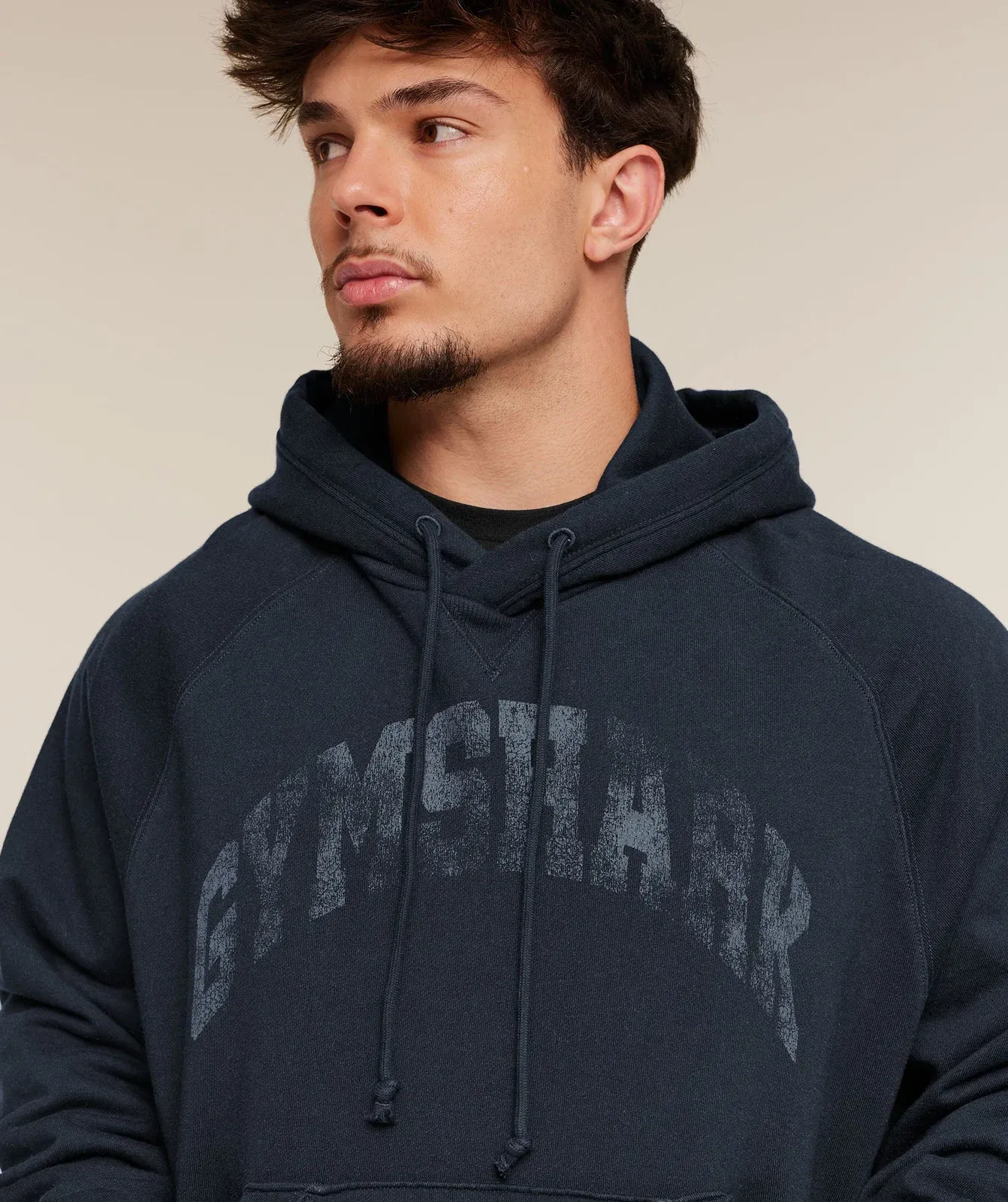 Gymshark Retro Collegiate Graphic Hoodie Heavy Blue