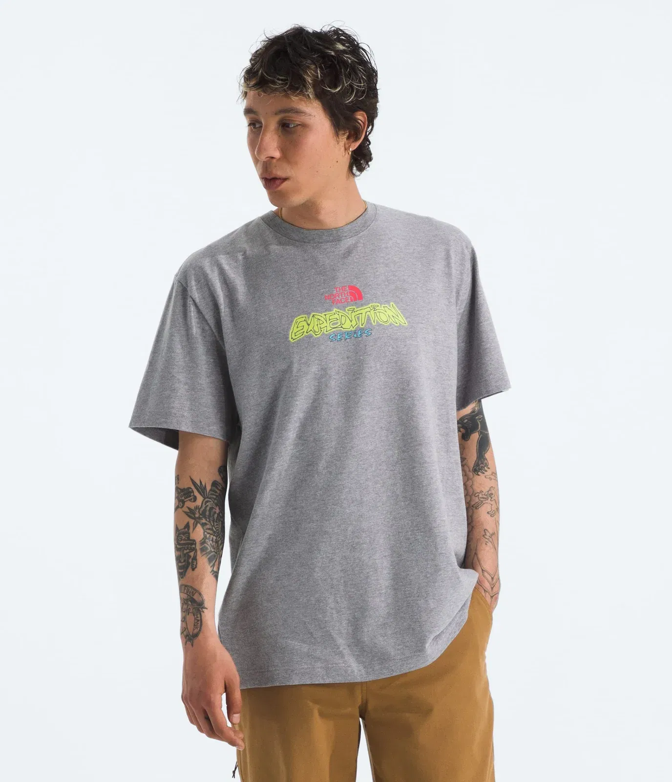 The North Face Men’s TNF™ Essential Expedition Series Short-Sleeve Tee—Graphic TNF Pale Grey Heather