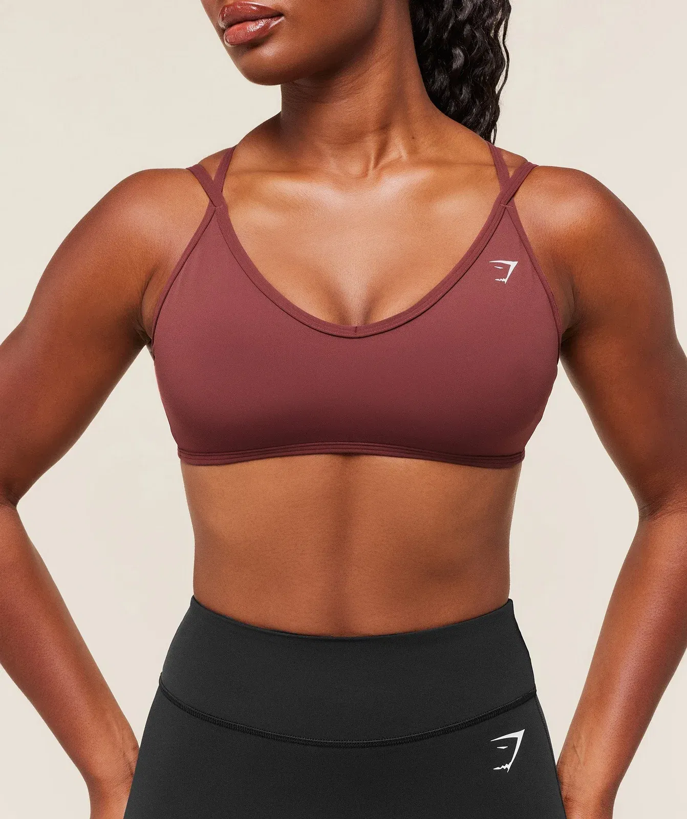 Women's Gymshark Back Gains Sports Bra Burgundy Brown