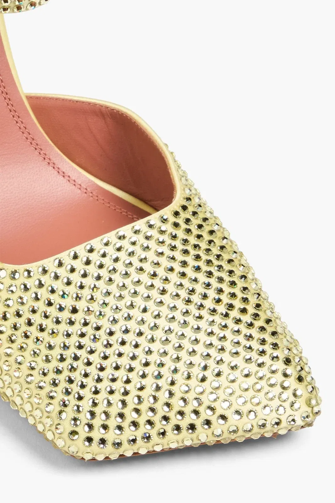 Amina Muaddi Charlotte Crystal-Embellished Satin Pumps Pastel Yellow Women's