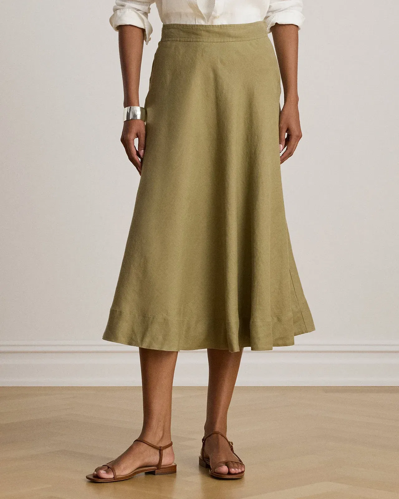 Ralph Lauren Linen ALine Midi Skirt