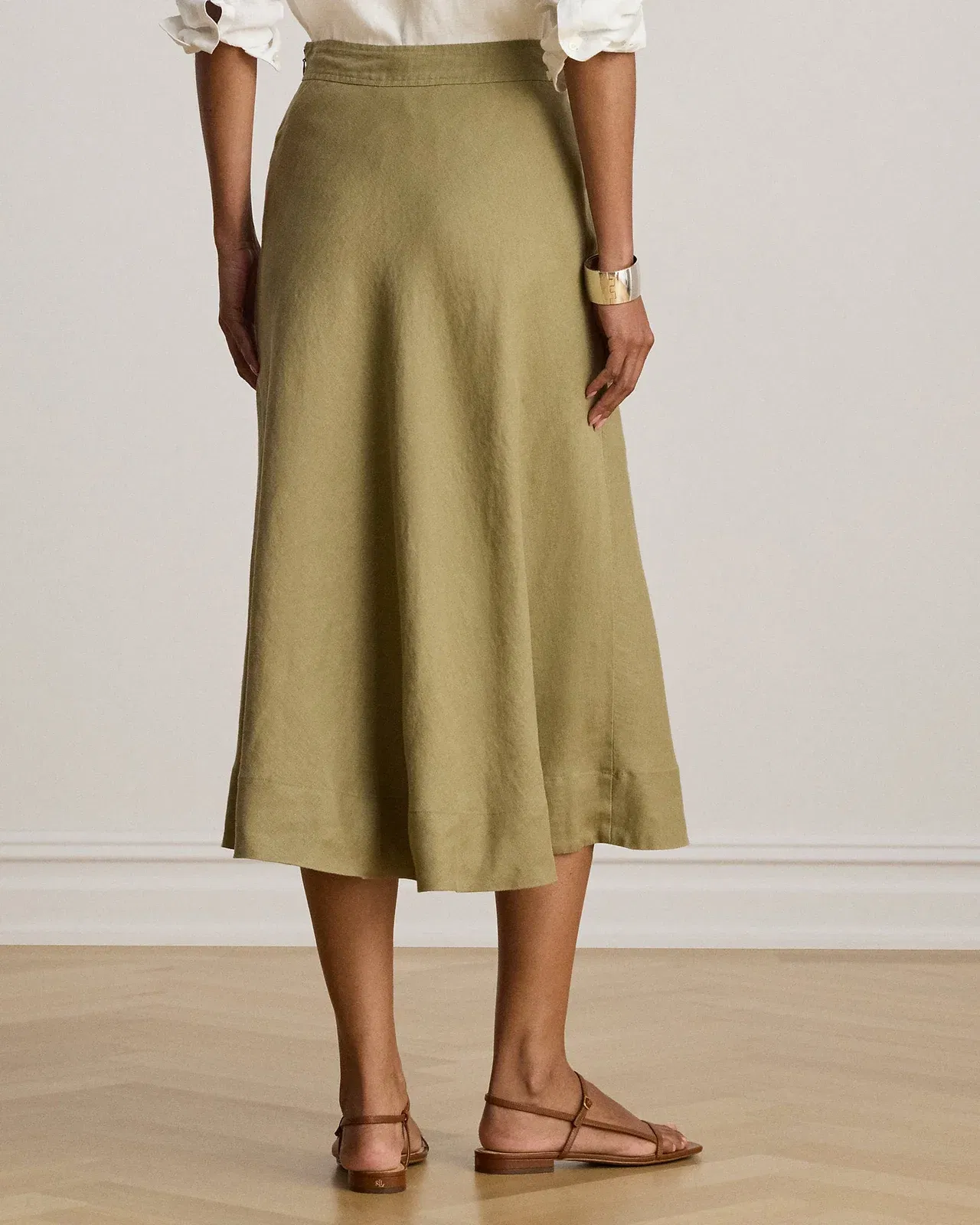 Ralph Lauren Linen ALine Midi Skirt