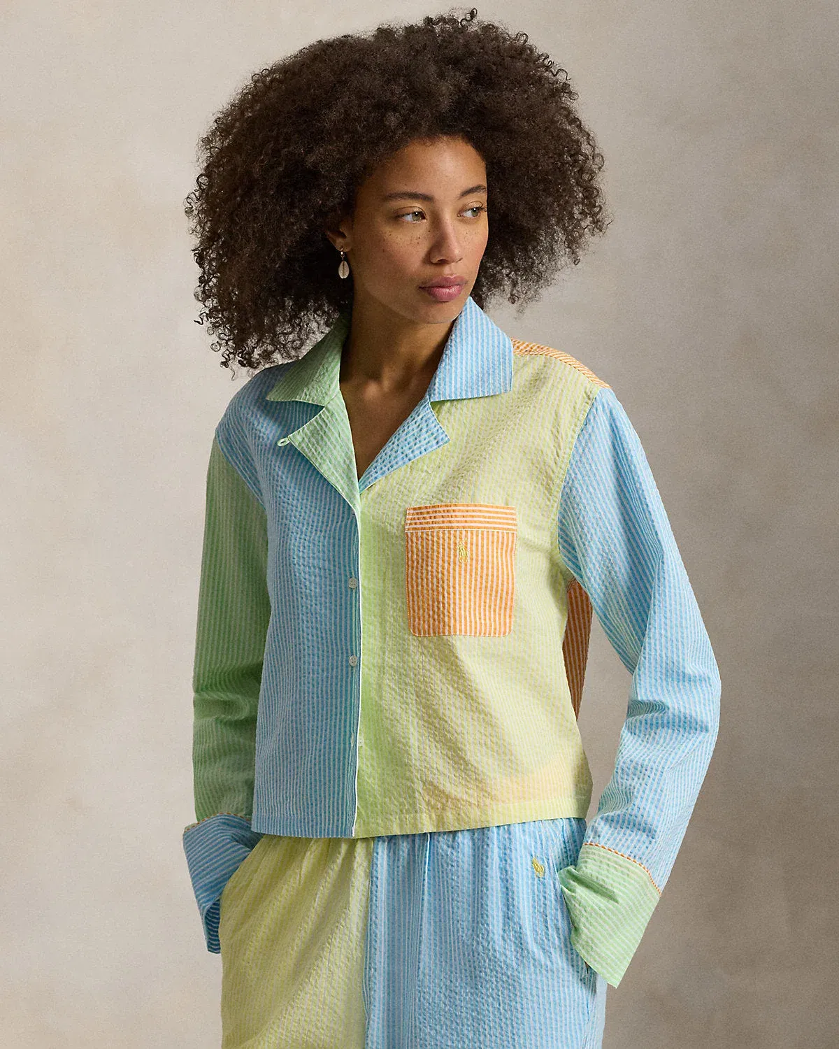 Ralph Lauren ColorBlocked Seersucker Pajama Set
