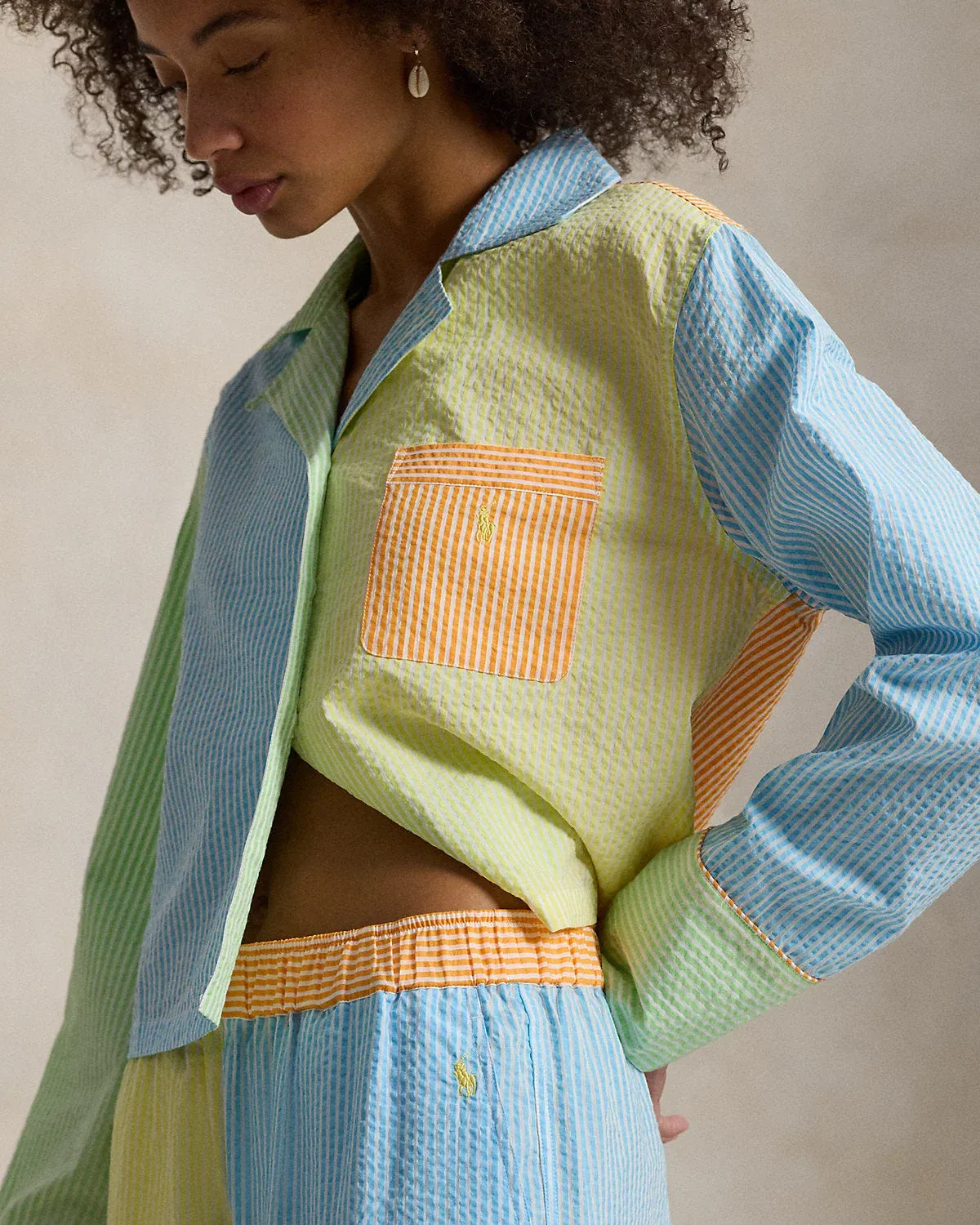 Ralph Lauren ColorBlocked Seersucker Pajama Set