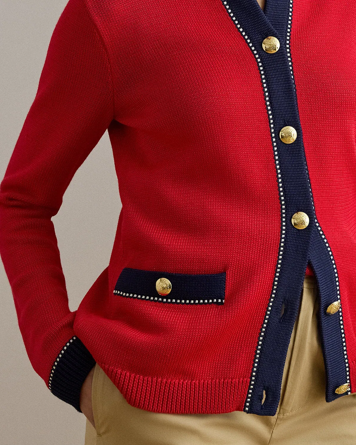 Ralph Lauren TwoTone CottonBlend Cardigan
