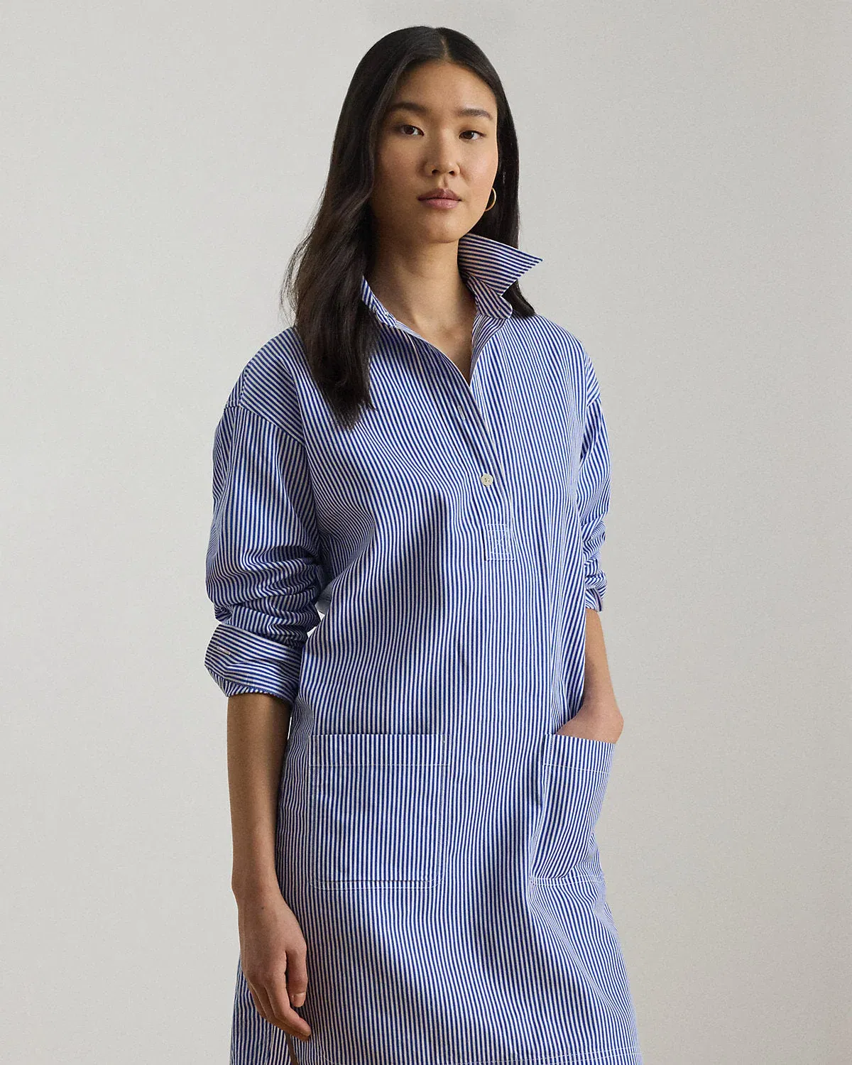 Ralph Lauren Striped Cotton Broadcloth Shirtdress