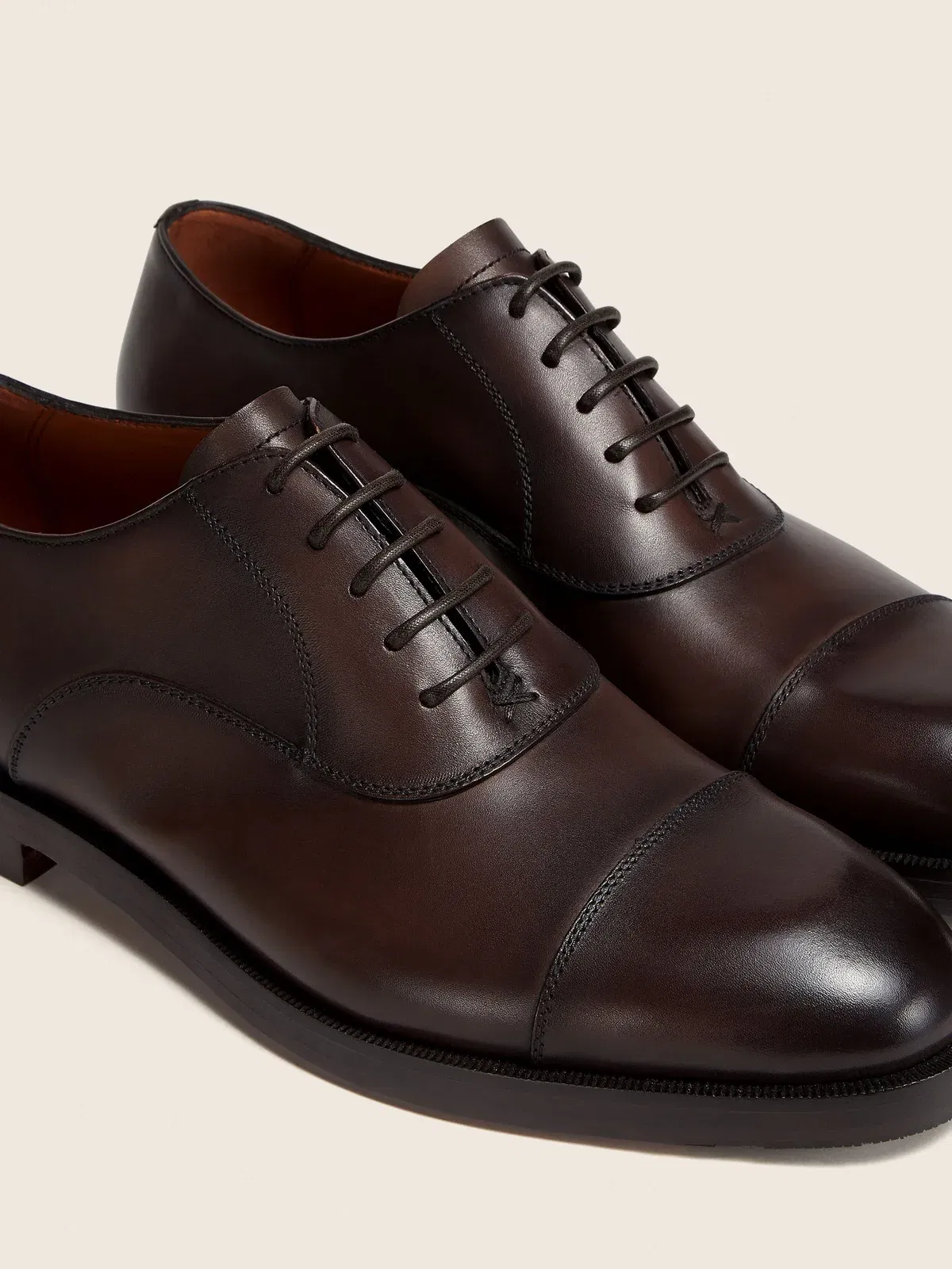 Zegna Brown Leather Oxford Shoes