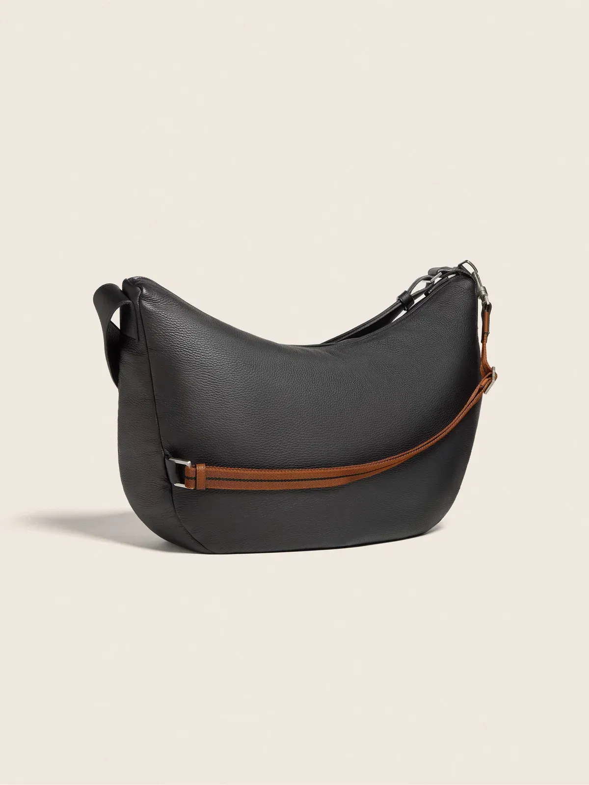 Zegna Black Deerskin Hobo Panorama Bag