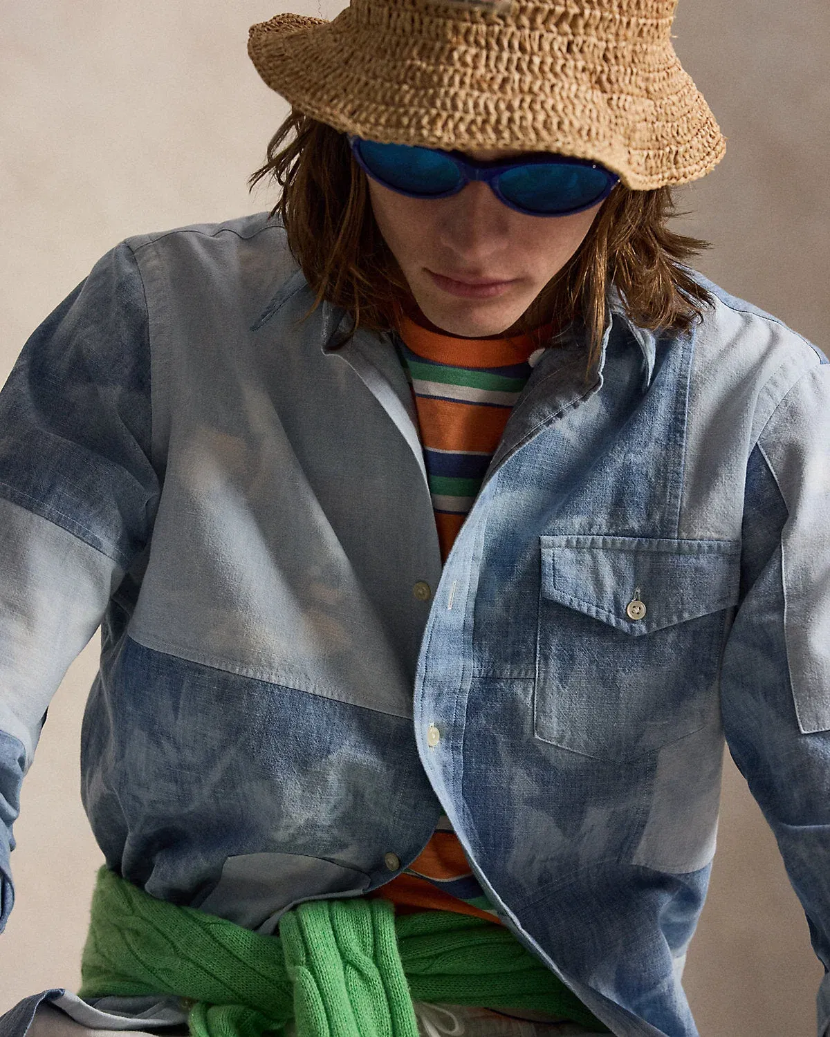 Ralph Lauren Classic Fit Patchwork Chambray Shirt