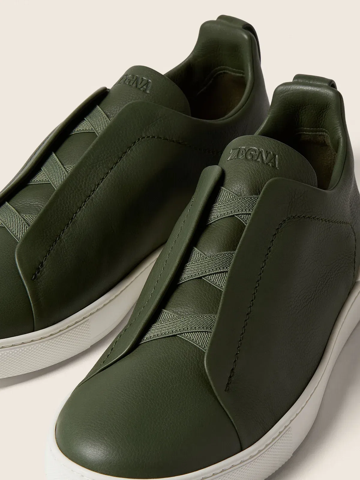 Zegna Pine Green Triple Stitch Secondskin Sneakers