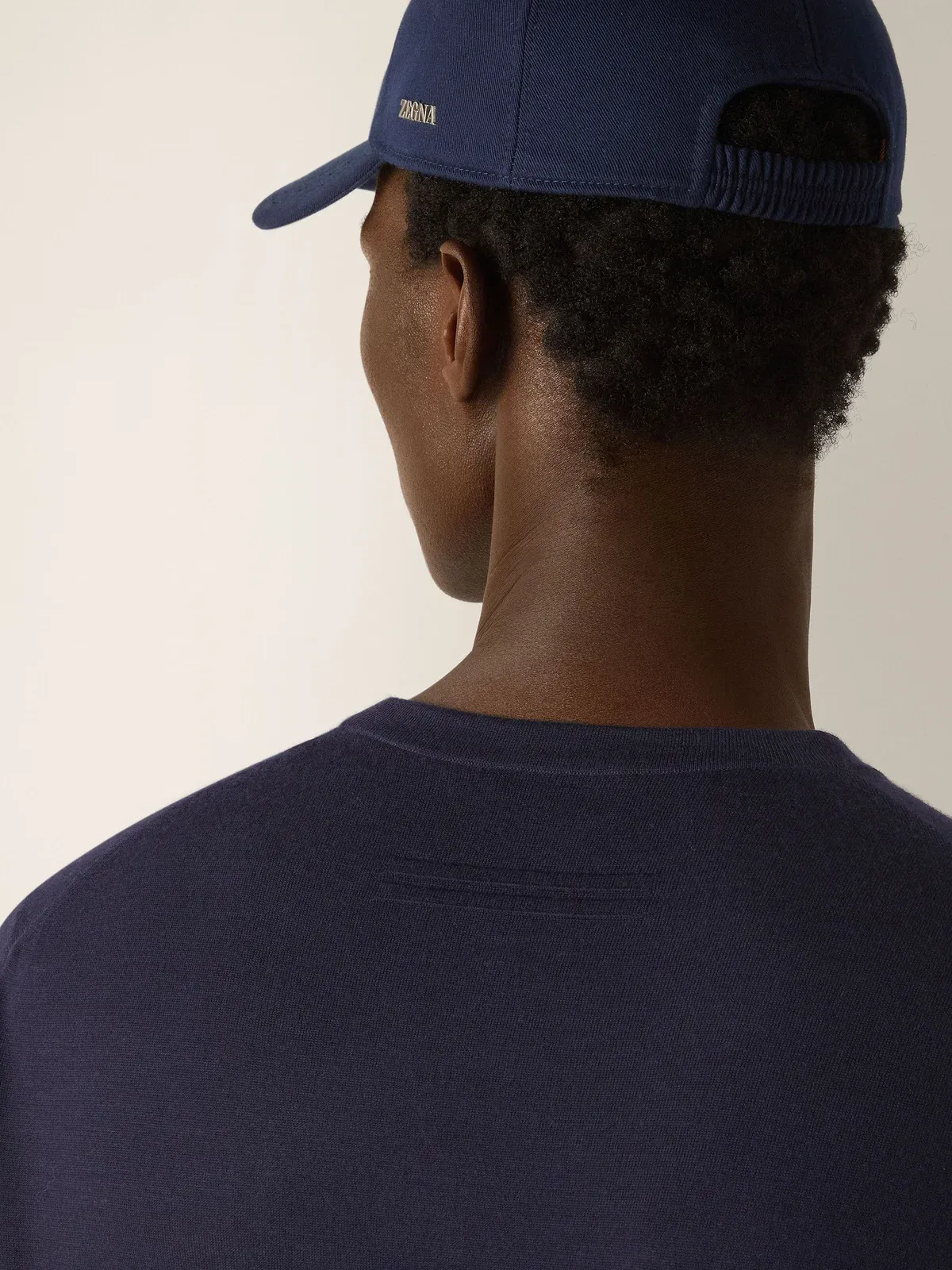 Zegna Navy Blue Wool T-Shirt