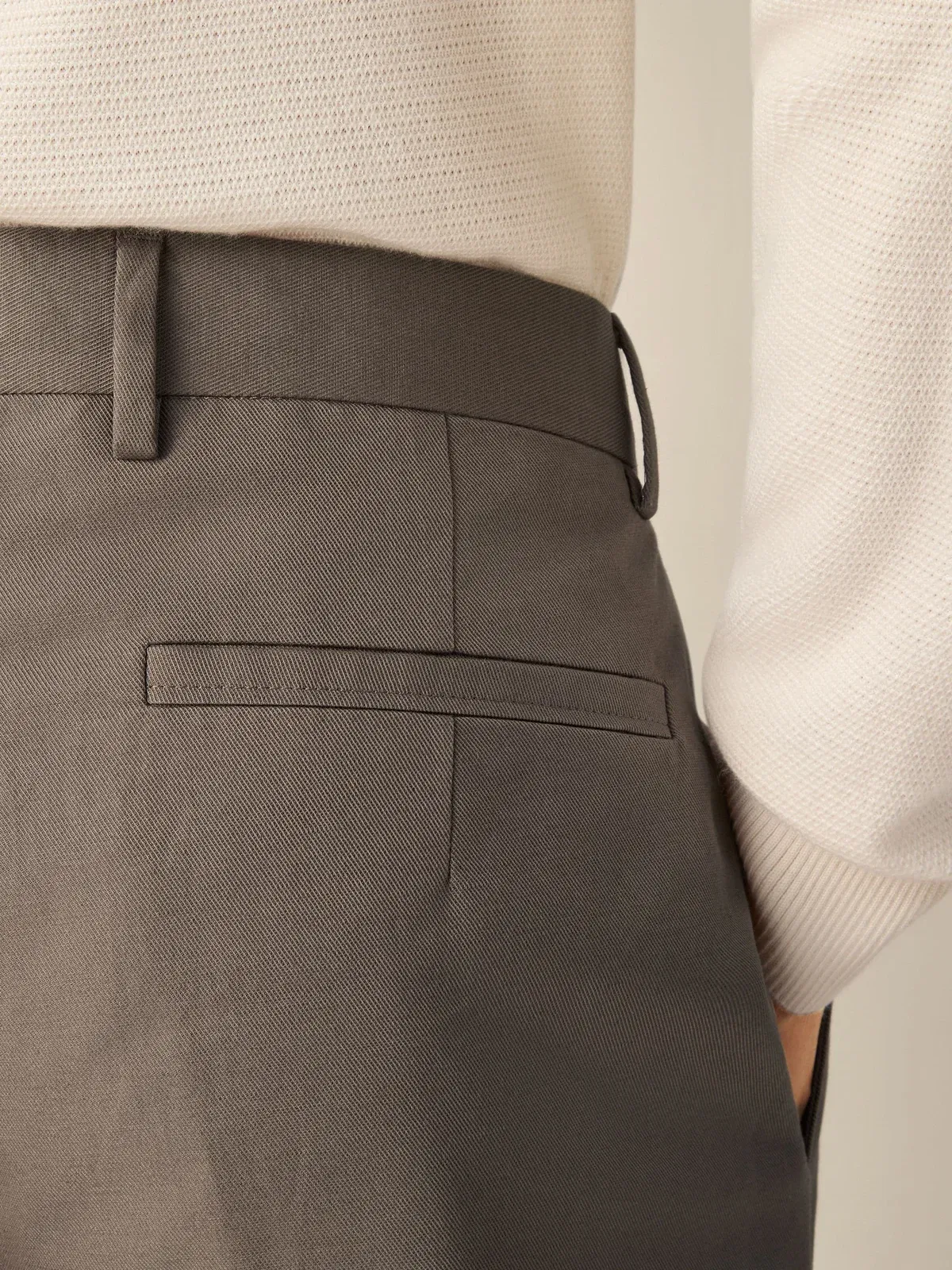 Zegna Dark Taupe Cotton And Linen Pants