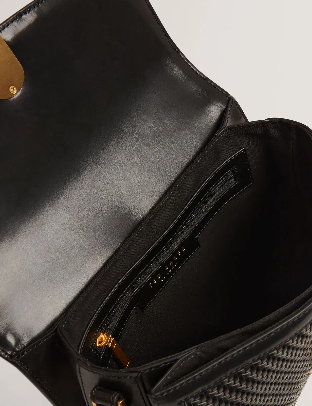 Ted Baker Warnerr Woven Leather Twist Lock Crossbody Bag Black Women's