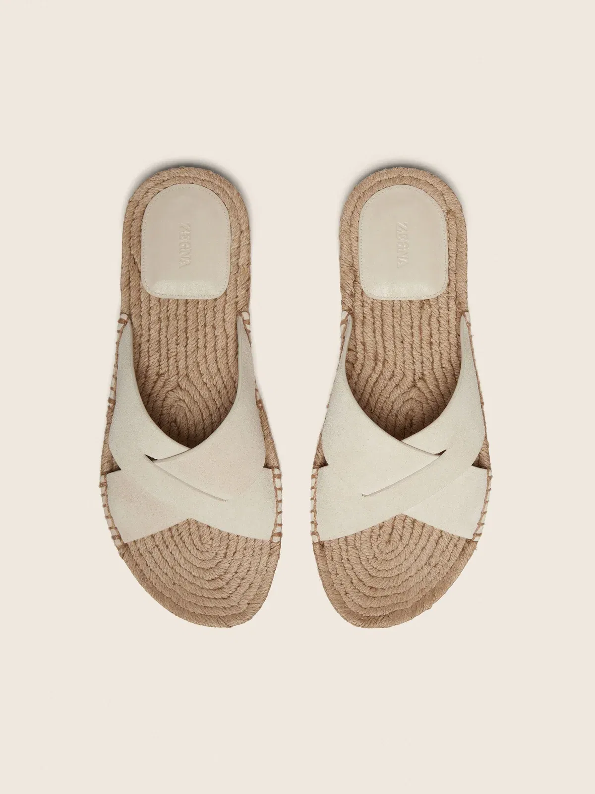 Zegna Off White Suede Espadrille Sandals