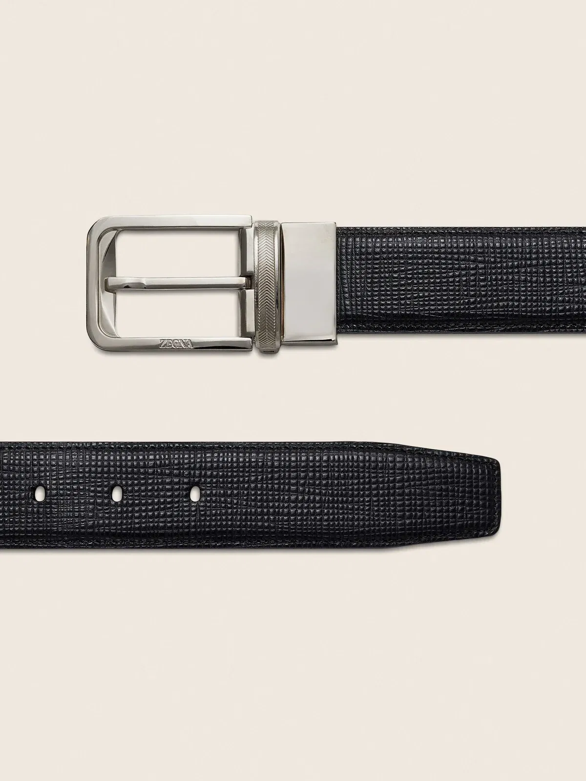 Zegna Black Reversible Leather Belt