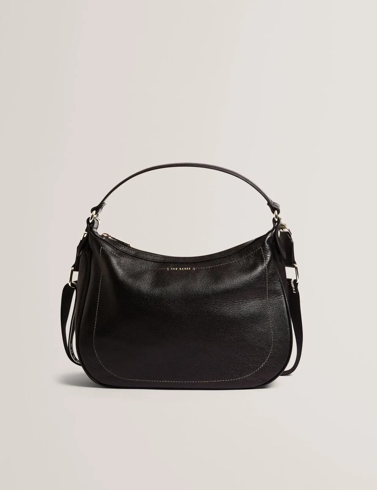 Ted Baker Lyshia Webbing Strap Large Leather Hobo Bag Black Women's
