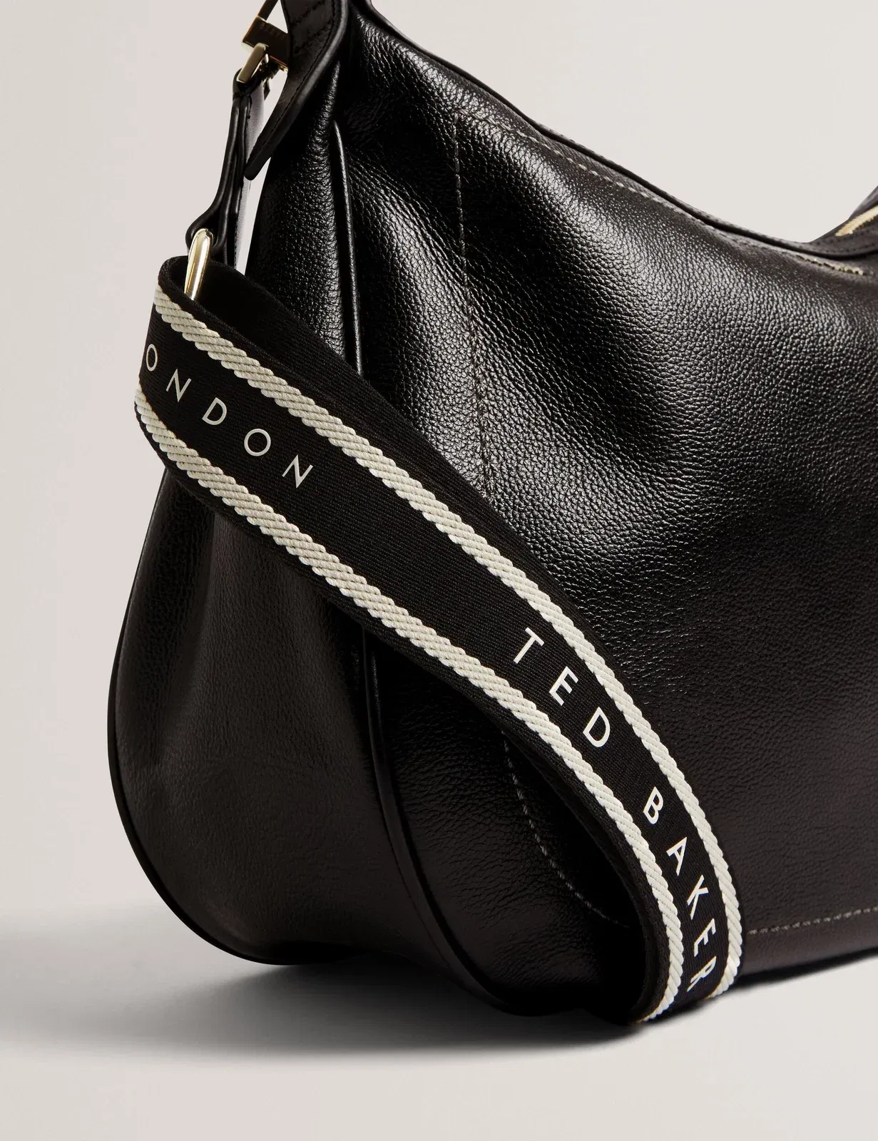 Ted Baker Lyshia Webbing Strap Large Leather Hobo Bag Black Women's