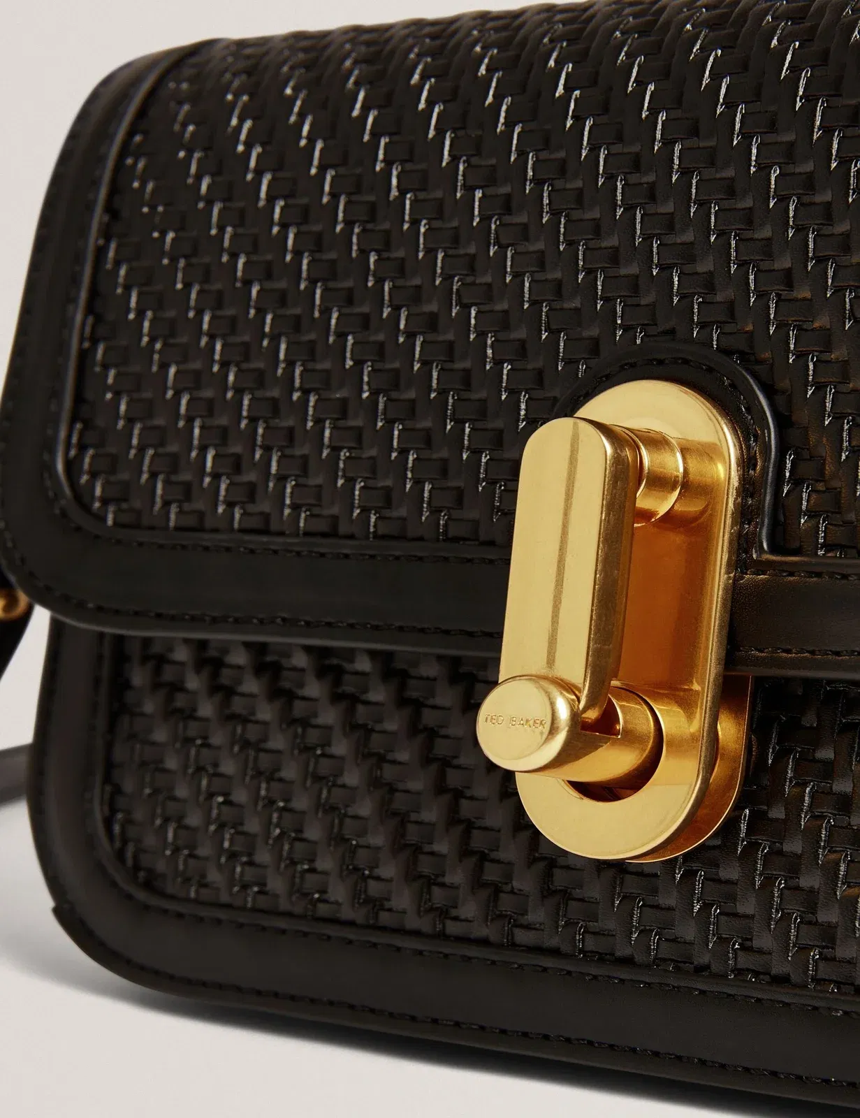 Ted Baker Walkerr Woven Twist Lock Small Crossbody Bag Black Women's