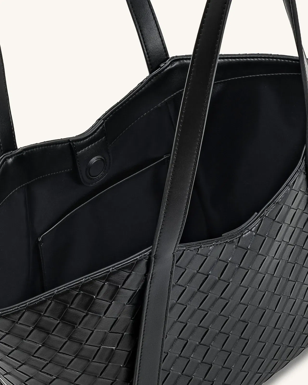 Jw Pei Kiana Large Capacity Weave Texture Tote Bag Black
