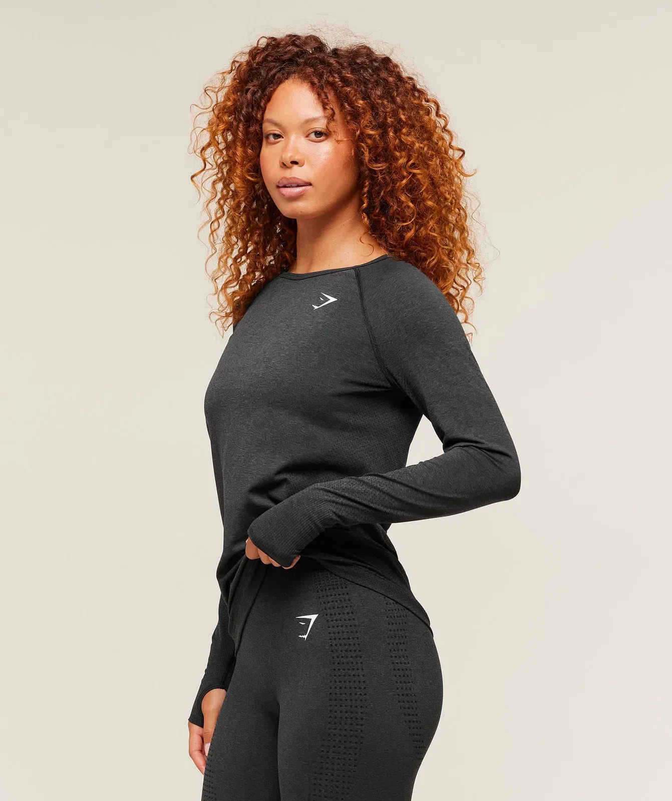 Women's Gymshark Vital Seamless Light Long Sleeve Top Black Marl