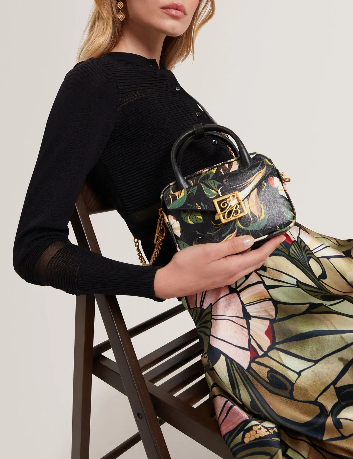 Ted Baker Anisso Botanical Print Mini Leather Camera Bag Black Women's