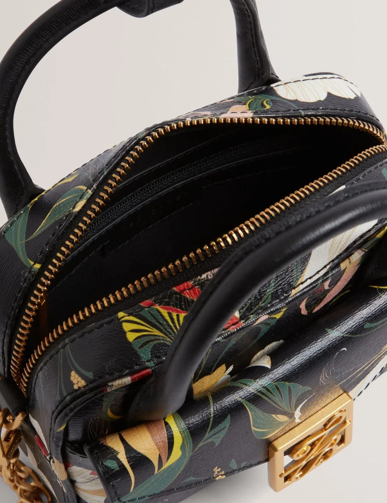 Ted Baker Anisso Botanical Print Mini Leather Camera Bag Black Women's