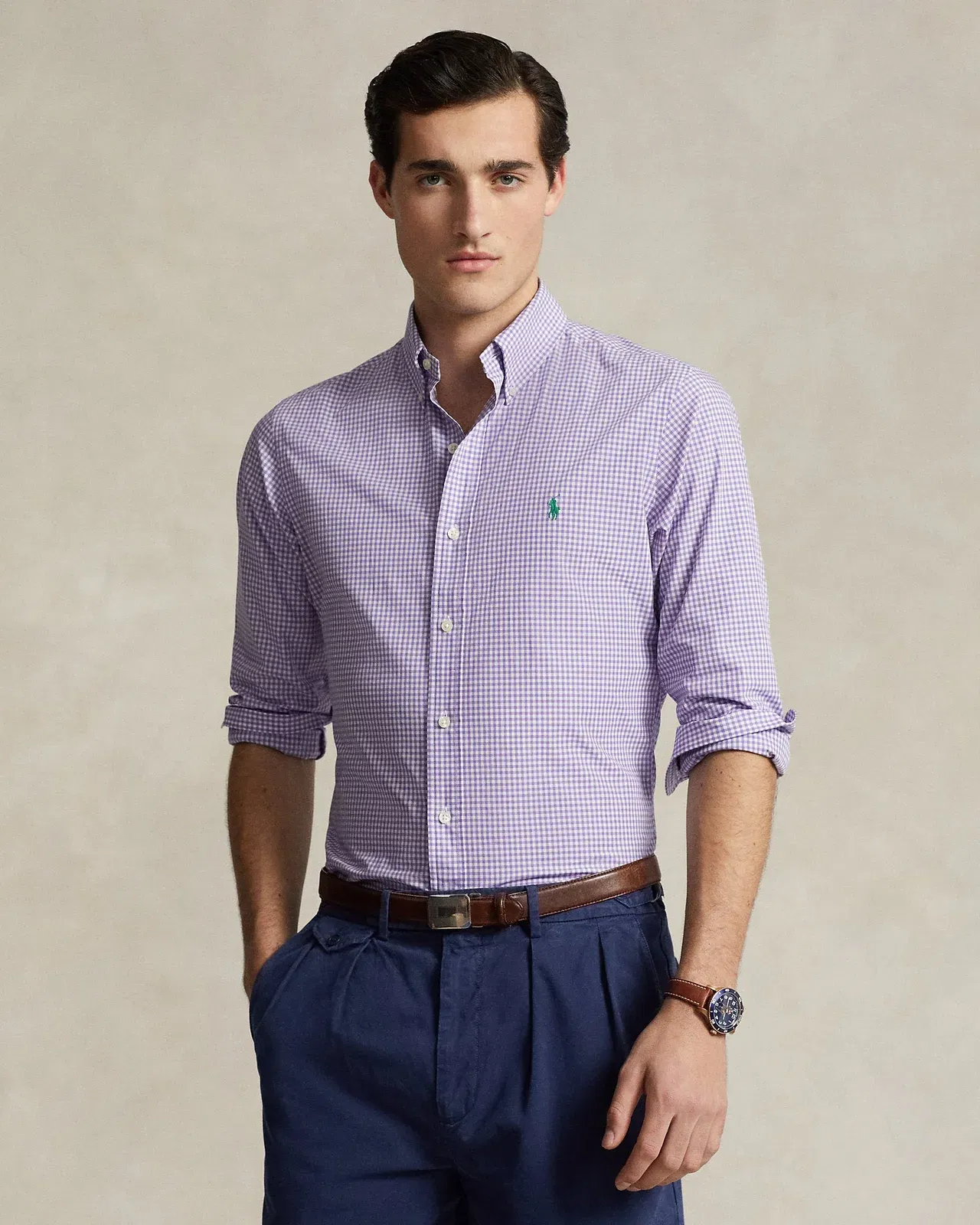 Ralph Lauren Classic Fit Gingham Stretch Poplin Shirt