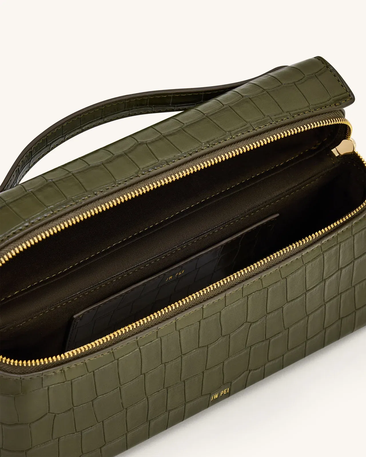 Jw Pei Thea Croc Embossed Top Handle Bag Olive Green