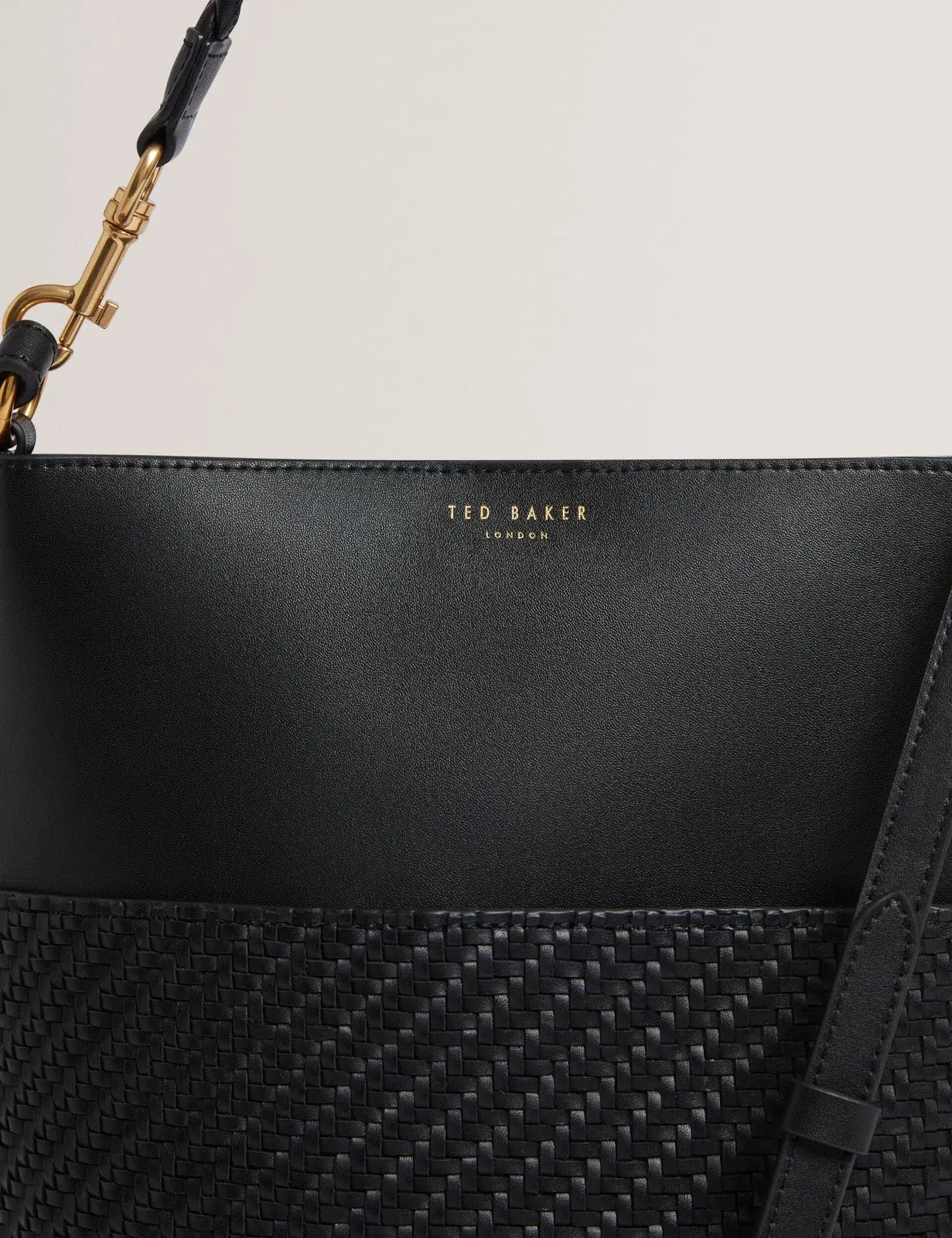 Ted Baker Wyynie Woven Texture Leather Tall Bucket Bag Black Women's