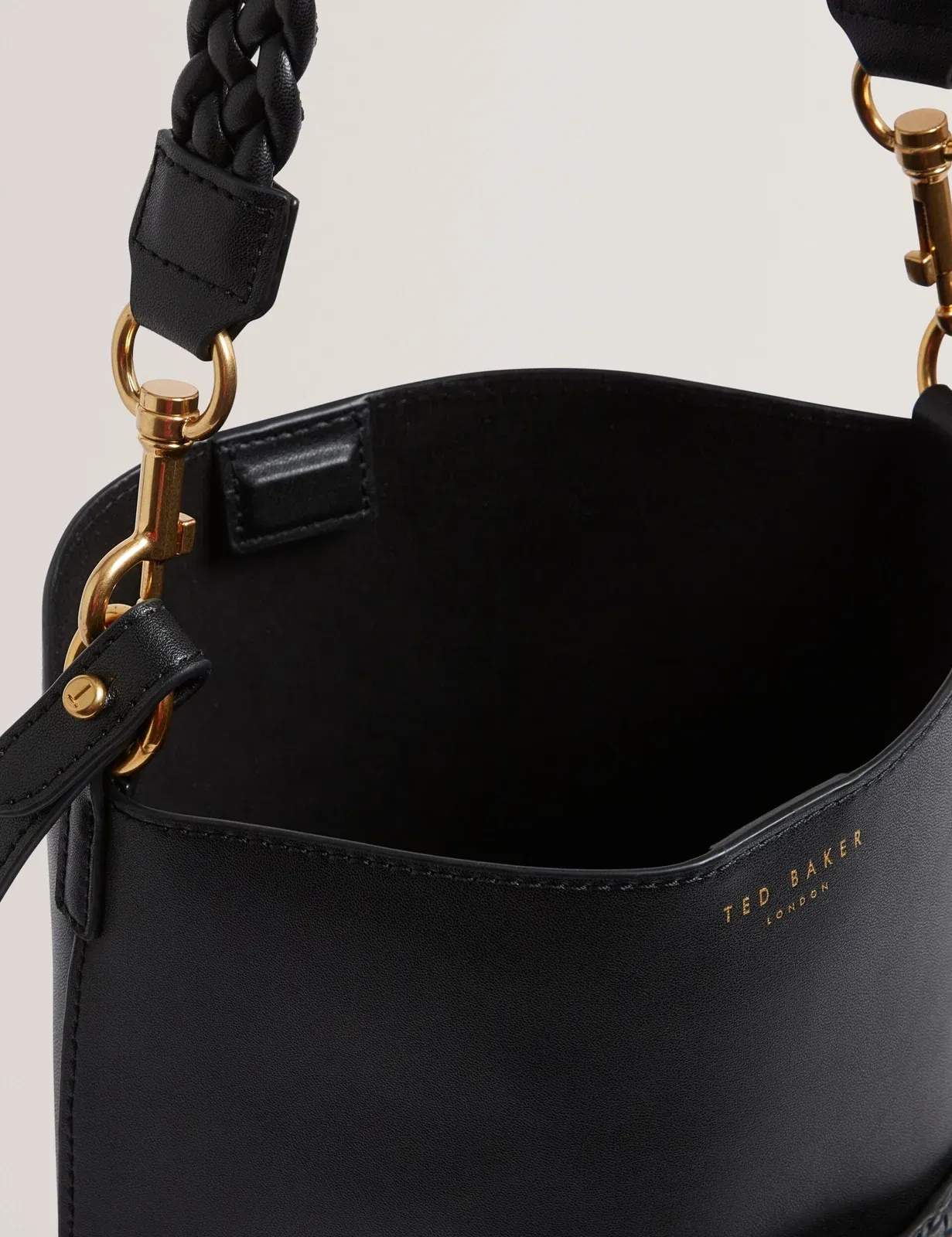 Ted Baker Wyynie Woven Texture Leather Tall Bucket Bag Black Women's