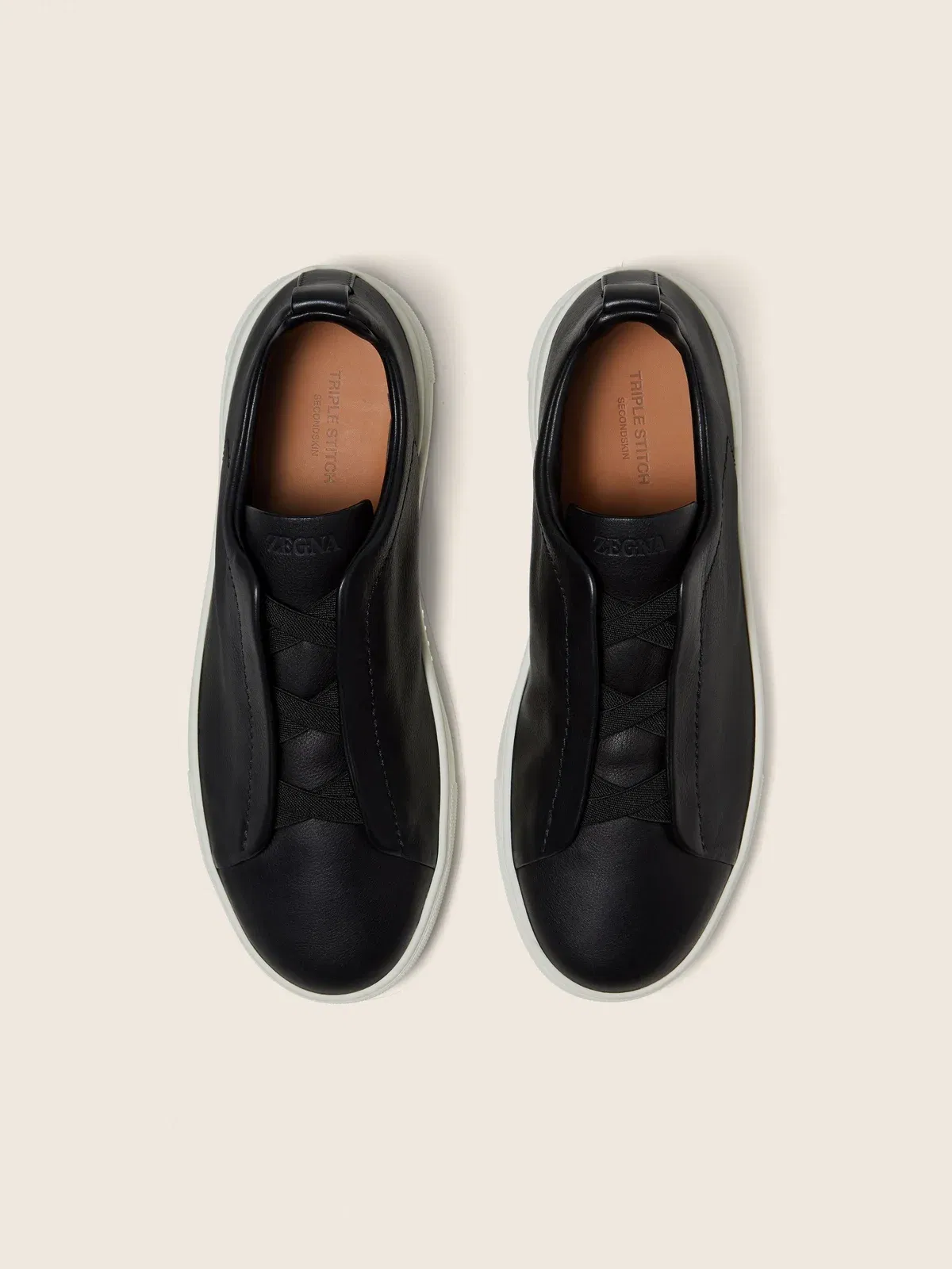 Zegna Black Triple Stitch Secondskin Sneakers