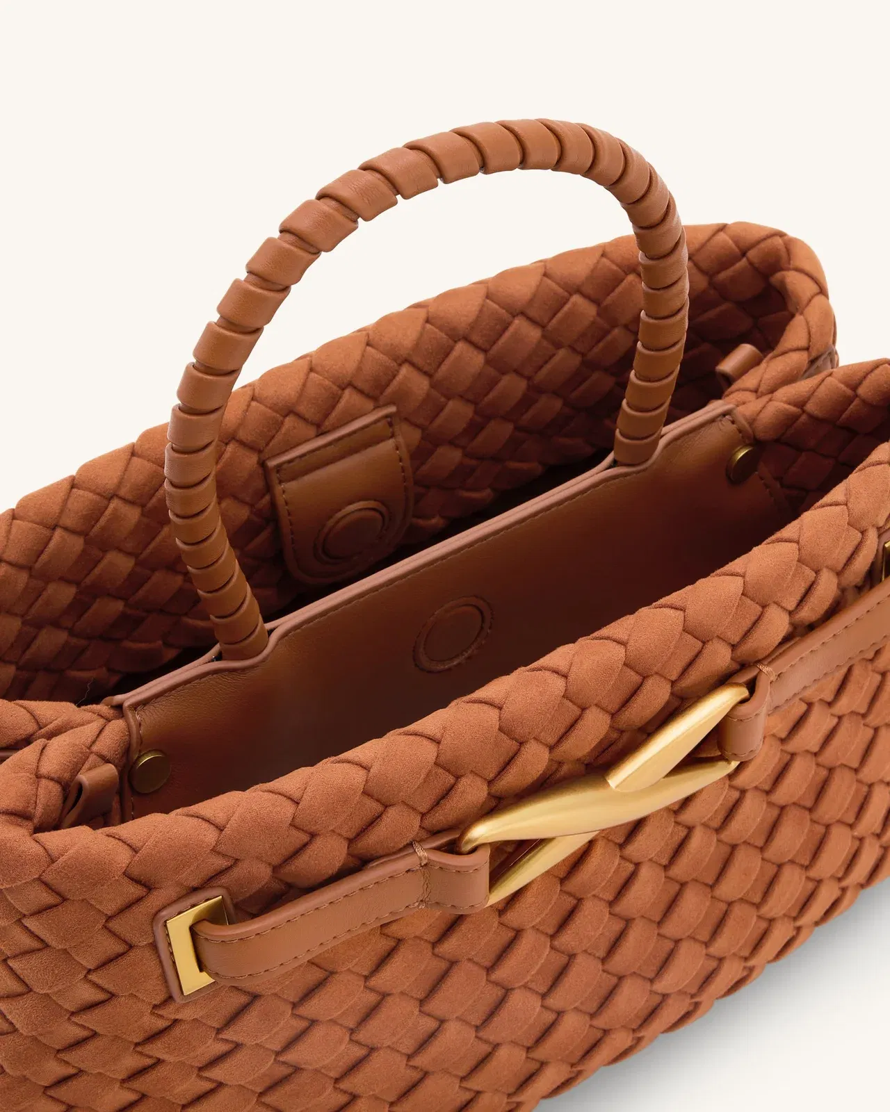 Jw Pei Elora Faux Suede Woven Tote Bag Brown
