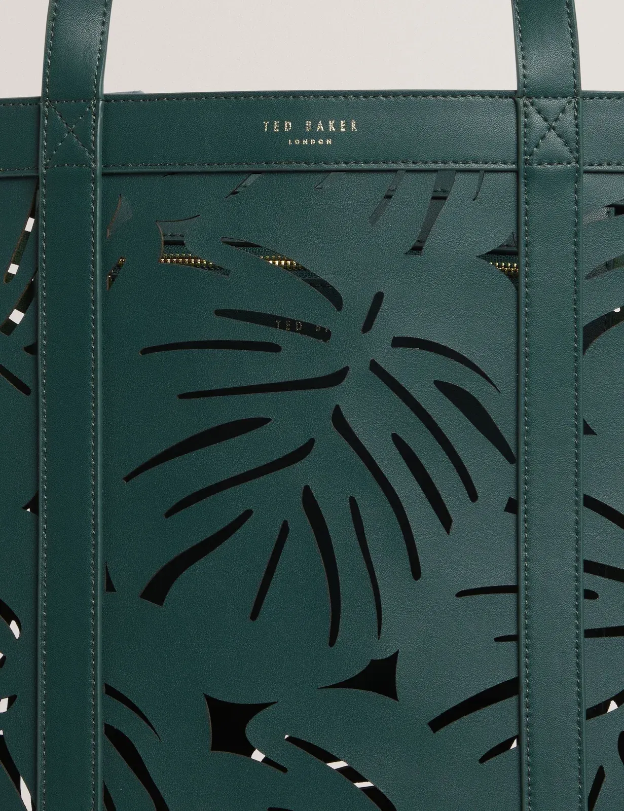 Ted Baker Leiian Leaf Cut Out Wide Leather Tote Bag Green Women's