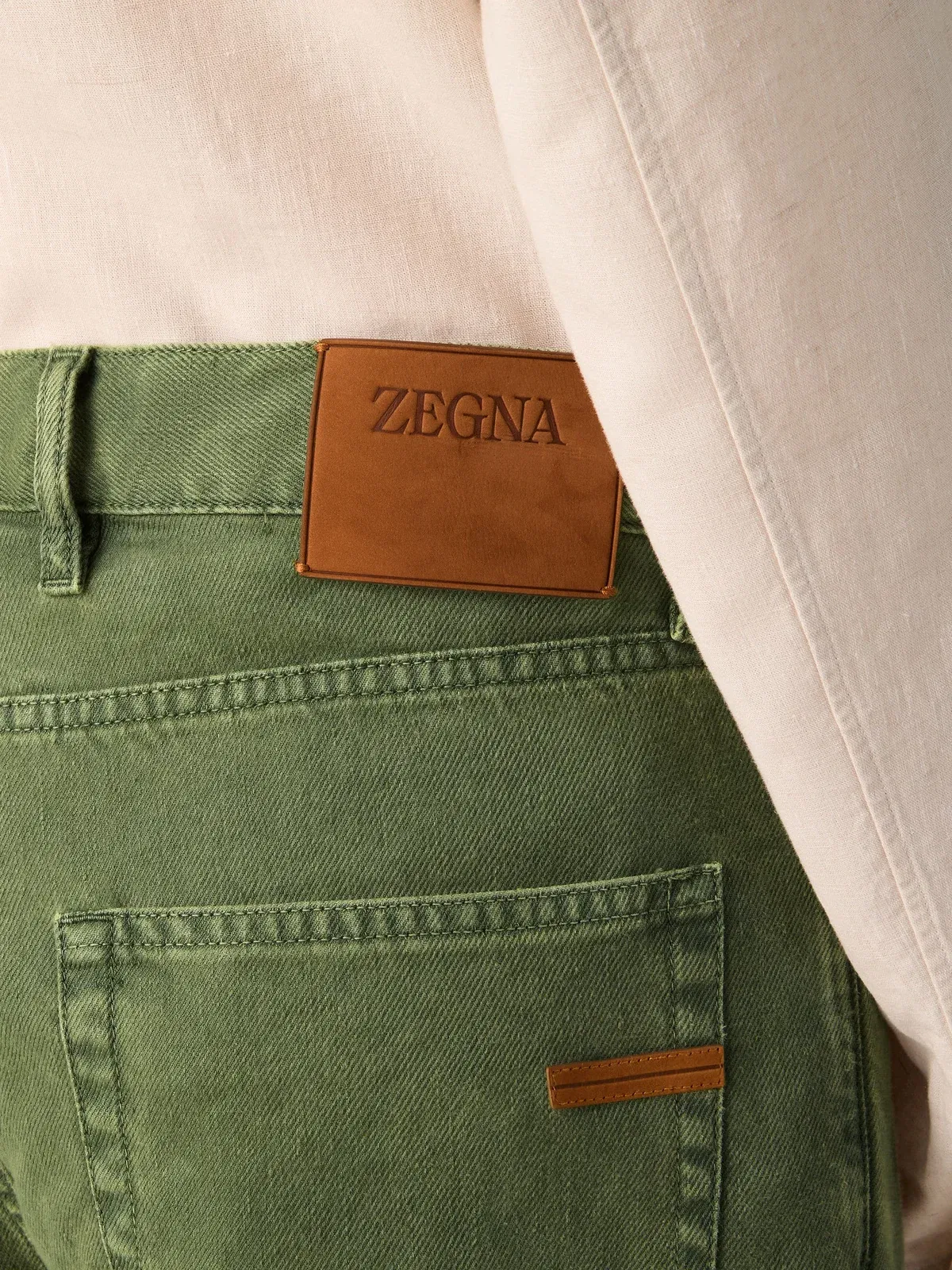 Zegna Pine Green Stretch Cotton And Linen Roccia Pants