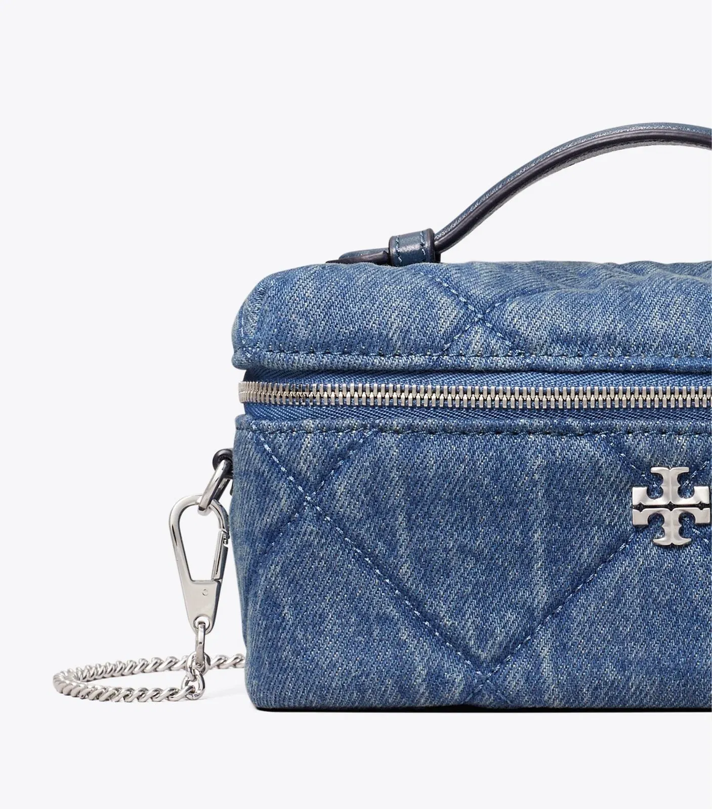 Kira Diamond Quilt Denim Vanity Case